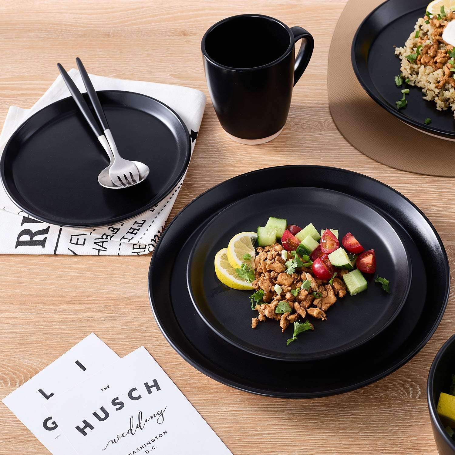 mercvo mercvoware Dinnerware mercvo - Black: Modern, Minimalist & Functional for 4 or 8 People