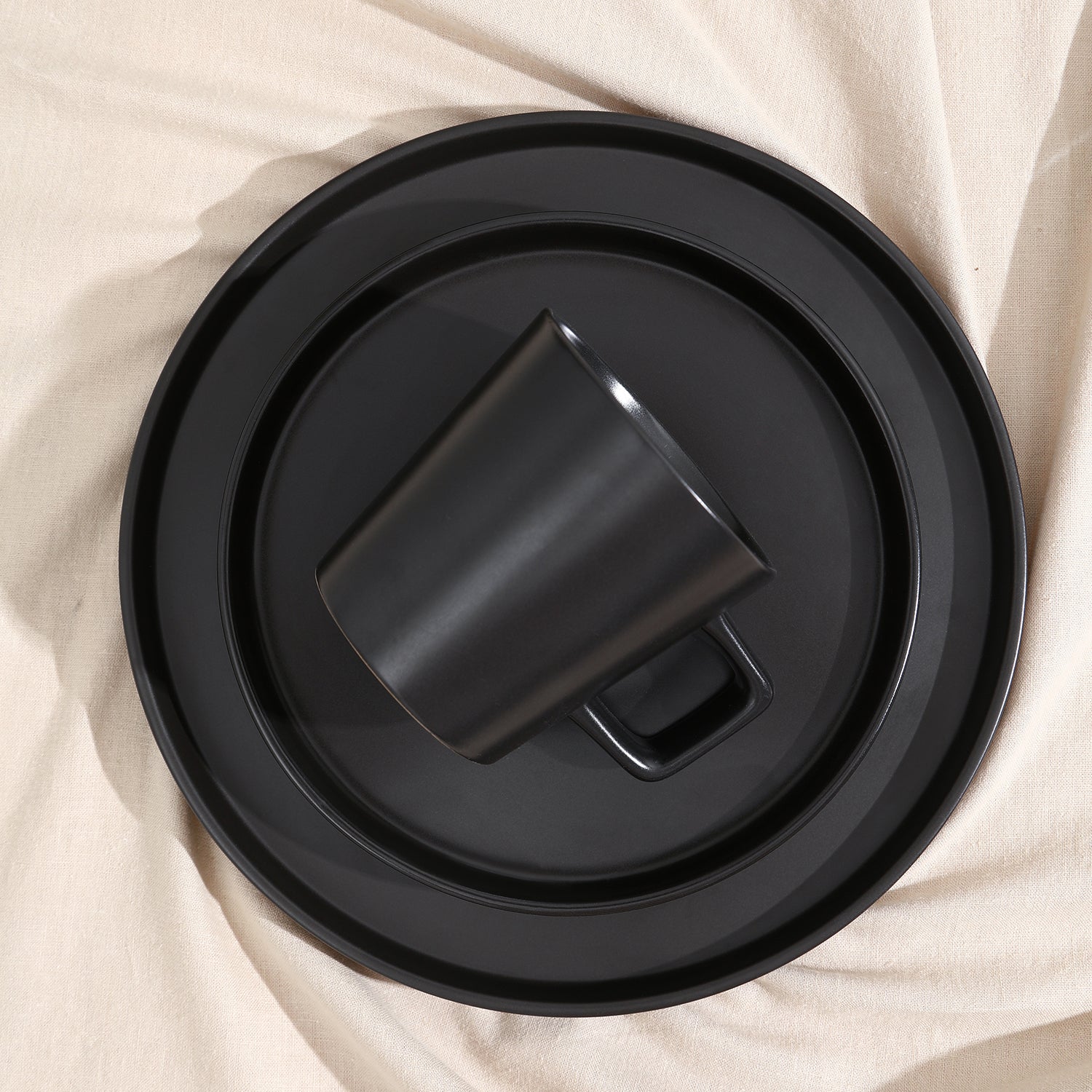 mercvo mercvoware Dinnerware mercvo - Black Matte | Service for 4 or 8 | Modern, Stackable & Microwave Safe