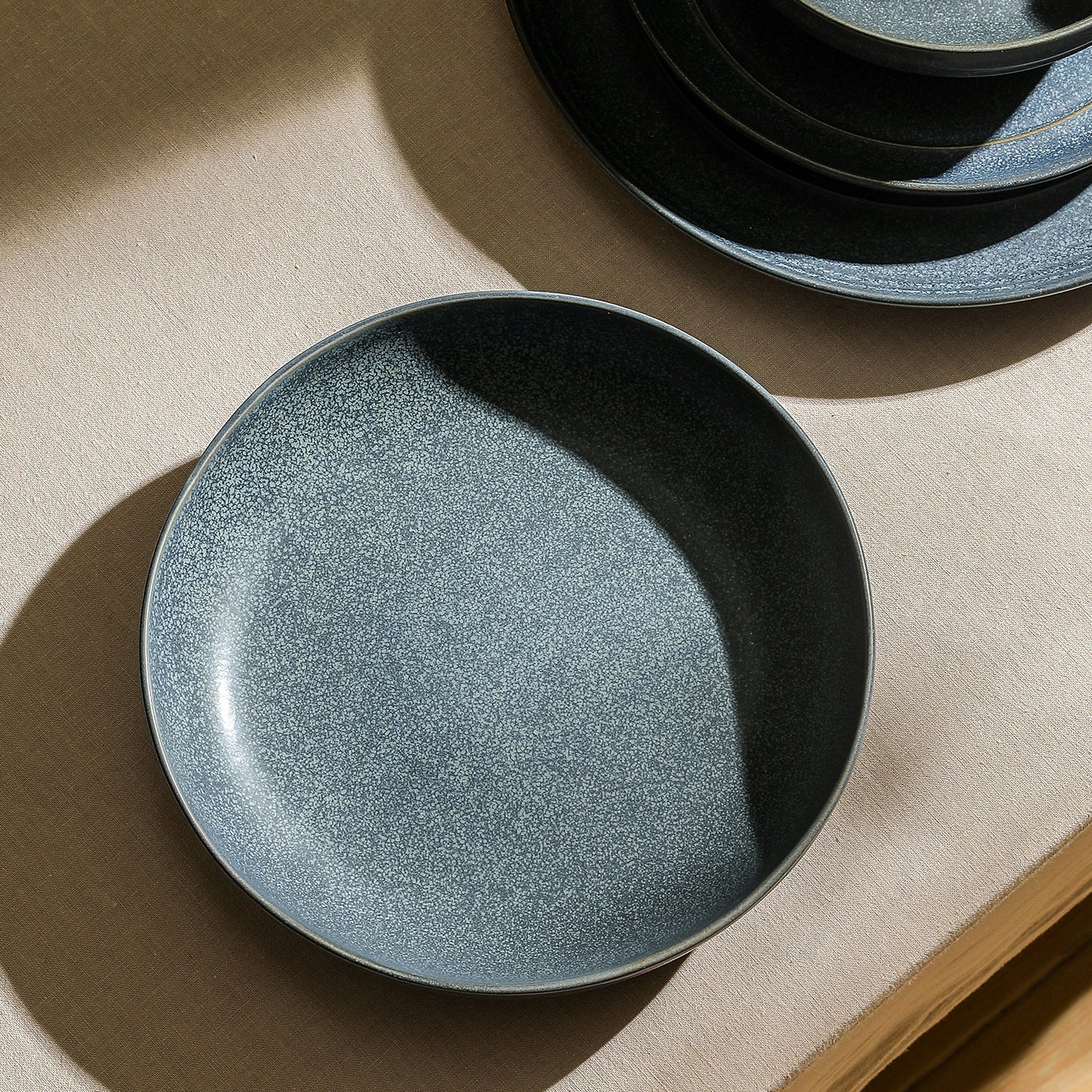 mercvo mercvoware Dinnerware mercvo - Blue Gray Speckled Plates and Bowls for Everyday Dining and Entertaining