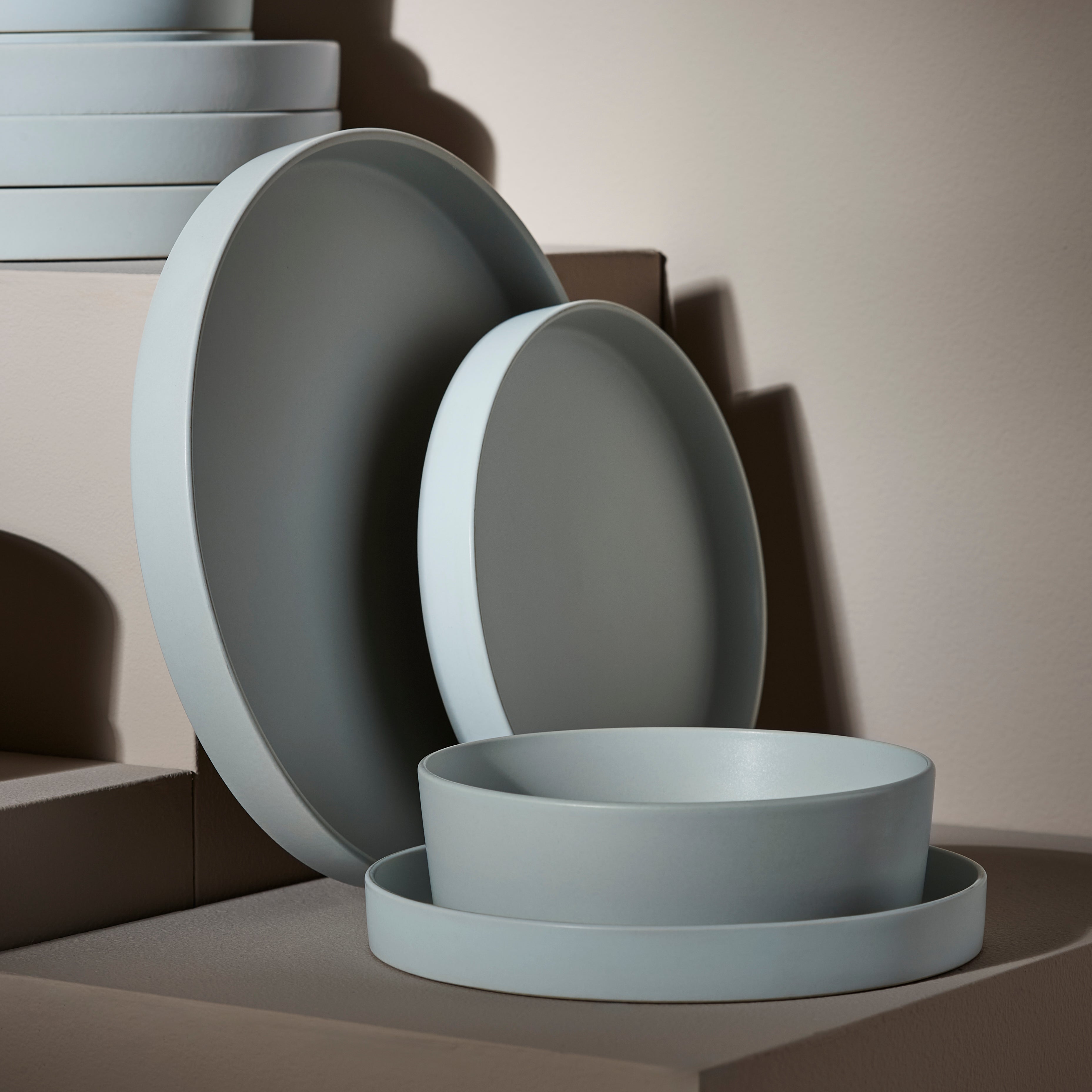 mercvo mercvoware Dinnerware mercvo in Blue - Grey: Minimalist, Durable, and Space - Saving for 4 or 8 People