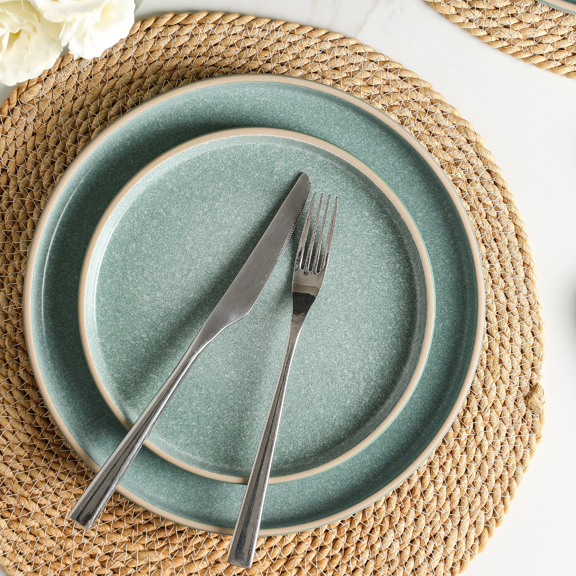 mercvo mercvoware Dinnerware mercvo – Green: Modern, Stackable Ceramic mercvo for 4 or 8, Ideal for Everyday Dining