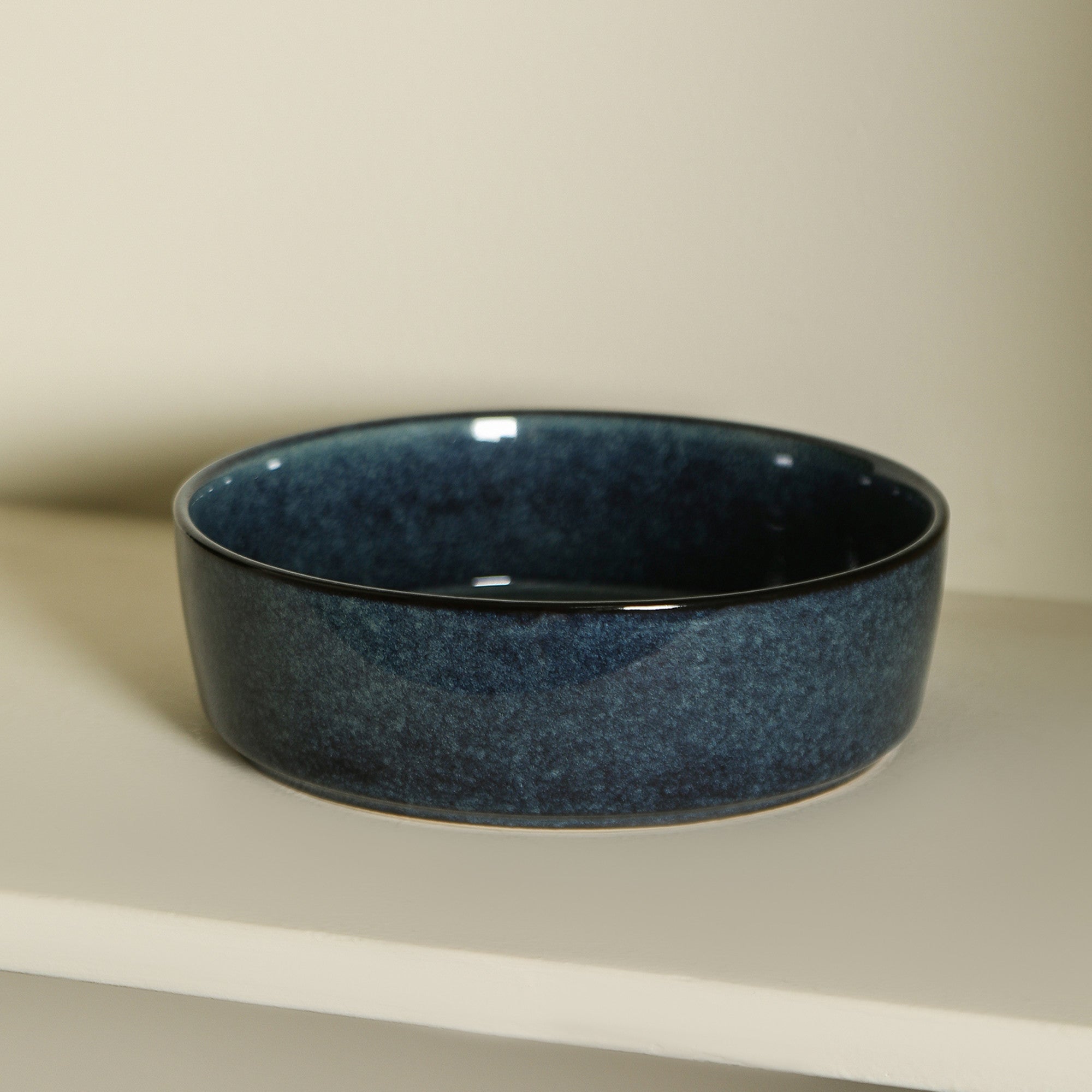 mercvo mercvoware Pasta Bowl - Dark Blue: Stackable, Glossy Ceramic Bowls for Various Food Servings and Decor