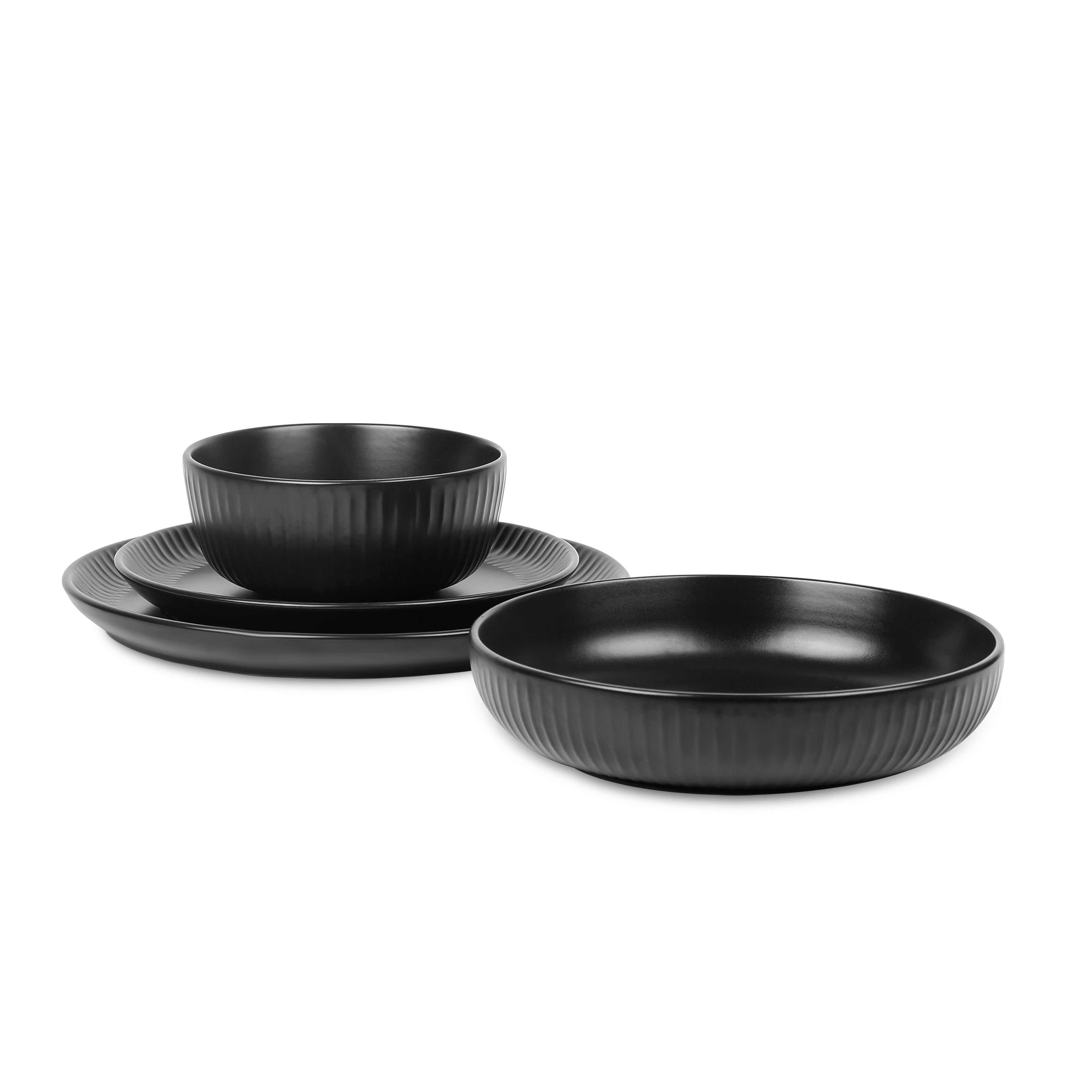 mercvo mercvoware Dinnerware mercvo - Black: High - Quality Ceramic/mercvoware, Stackable, Versatile for Any Meal