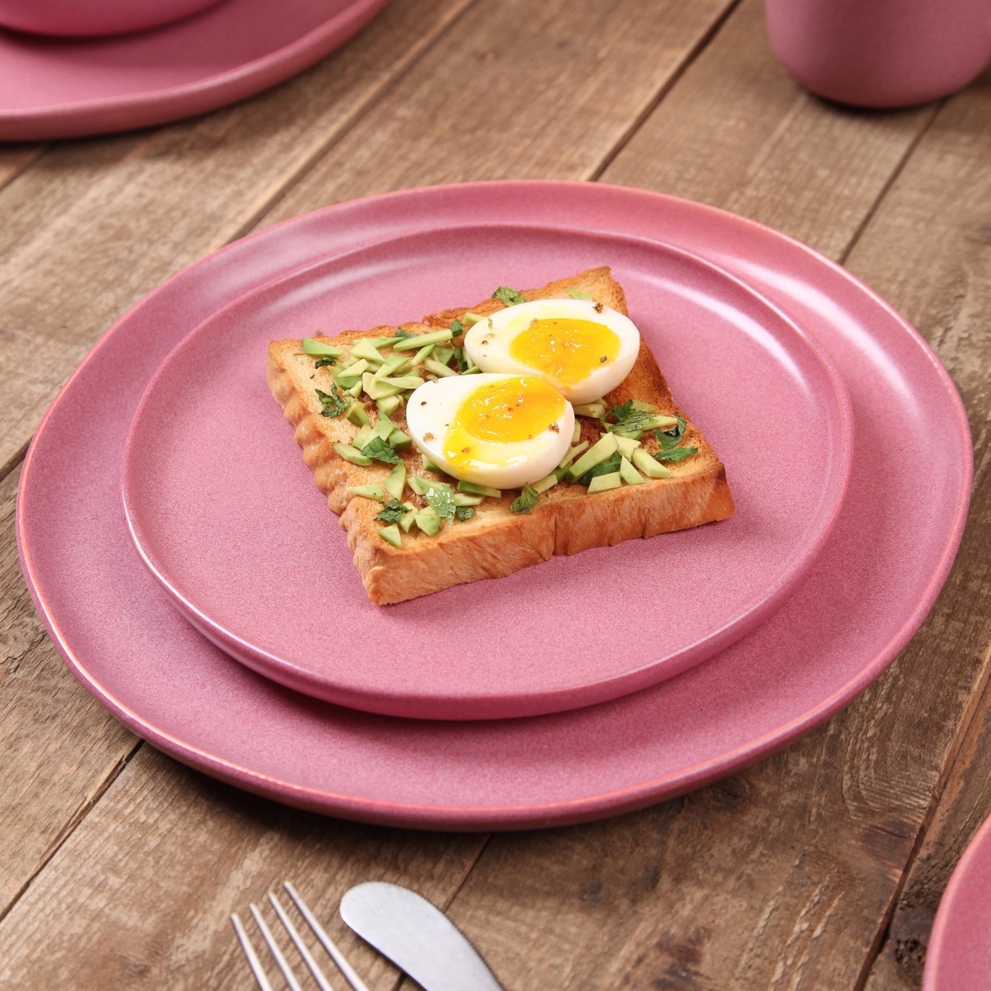 mercvo mercvoware Dinner Plate - Pink White | mercvo of 4 Ceramic/mercvoware Plates with Trendy Pink Hue for Versatile Dining