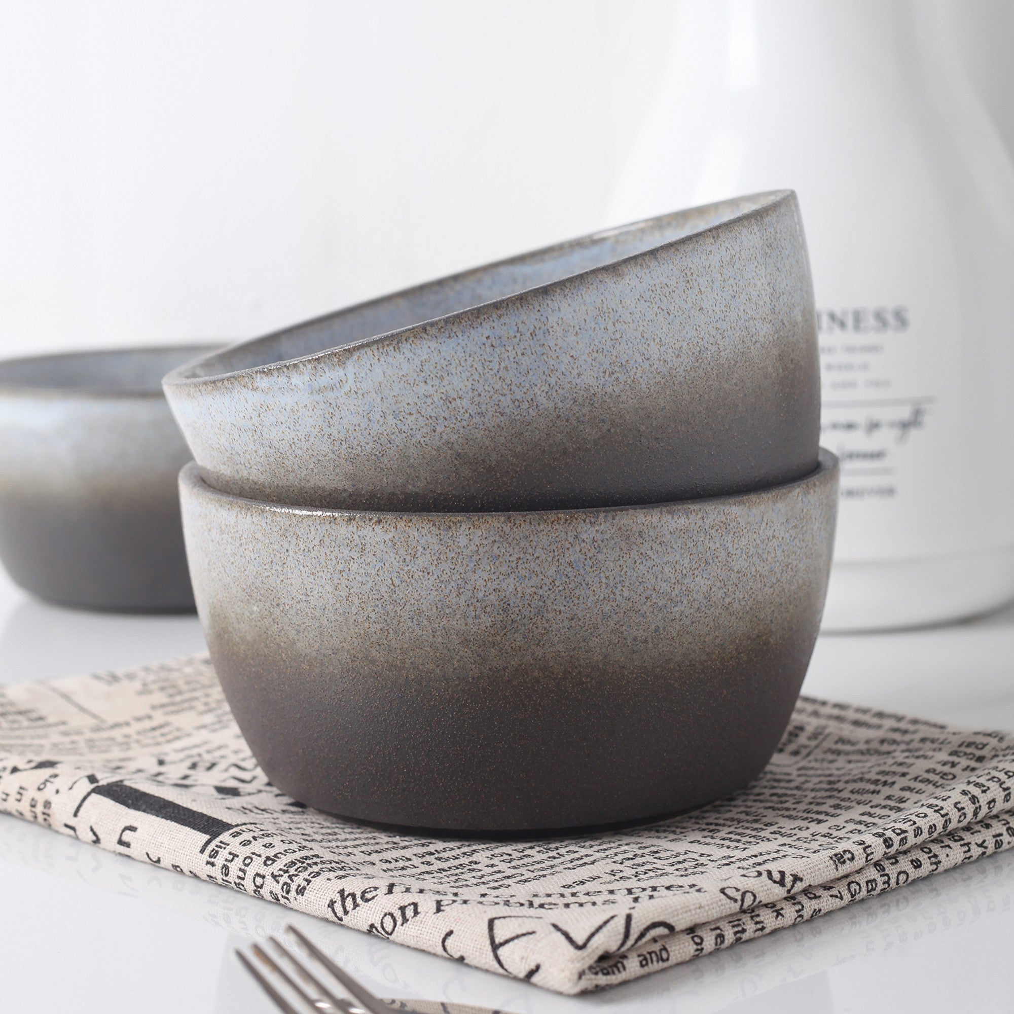 mercvo mercvoware Bowl mercvo - Gray - Green - Blue | 4 Medium - Sized Ceramic Bowls with Gradient Design for Versatile Use