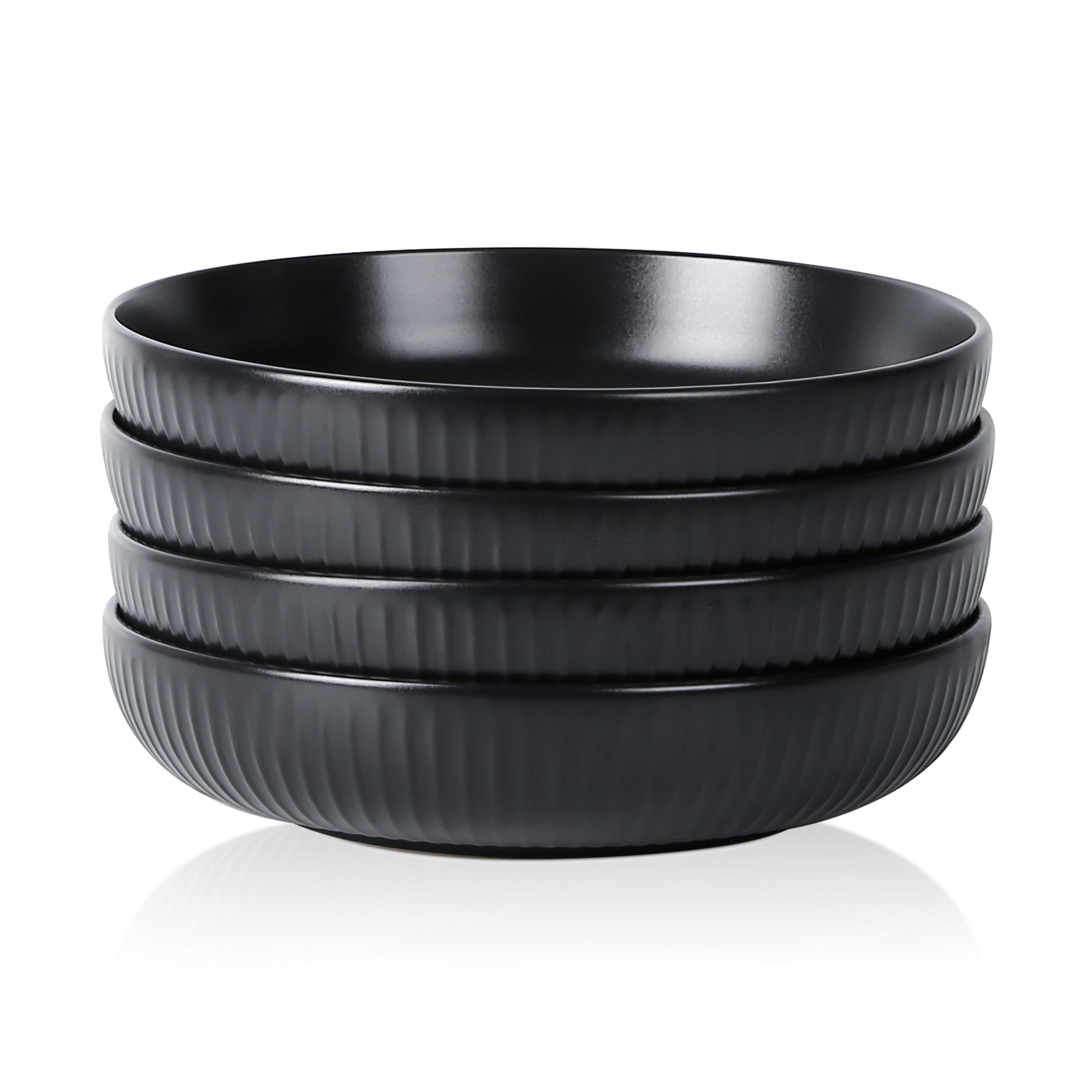 mercvo mercvoware Bowl - Black: mercvo of 4 Modern, Heat - Resistant Ceramic Bowls for Dining and Decor, 6 - 8 Inch Diameter