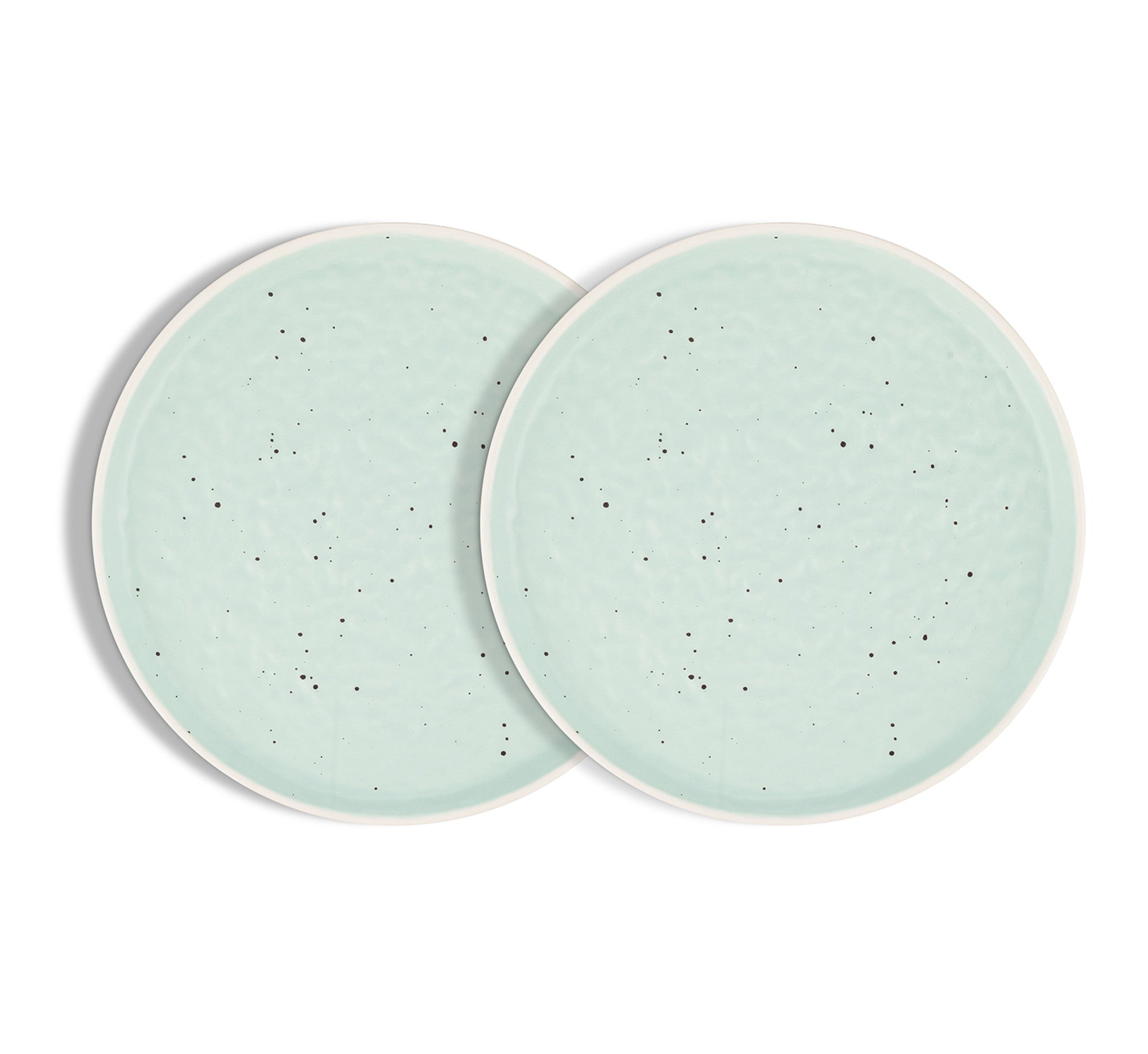 mercvo mercvoware Salad Plate - Mint | mercvo of 4 Ceramic Plates with Speckled Design, White Rim & Stackable Feature