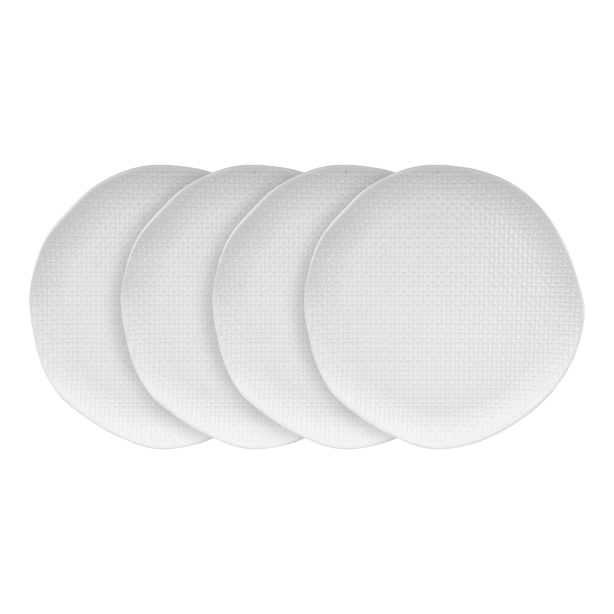 mercvo mercvoware Dinner Plate - White mercvo of 4: High - Quality Ceramic, Embossed Design, 10 - 12 Inches, Ideal for All Dining Occasions