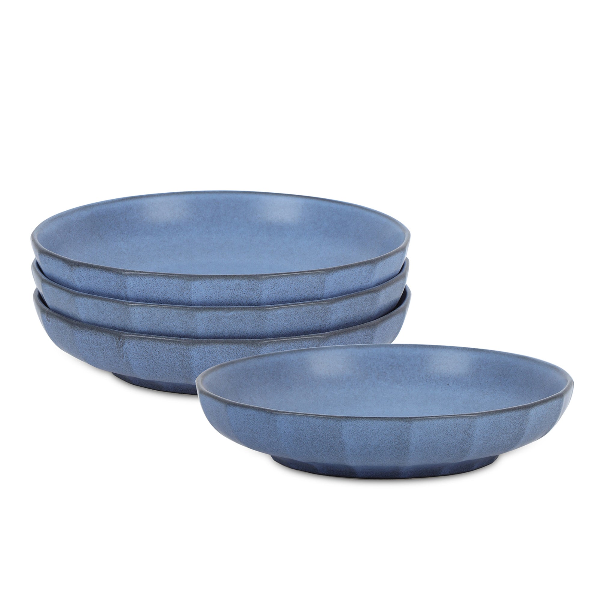 mercvo mercvoware Pasta Bowl - Blue mercvo of 4 Ceramic Dinnerware with Stackable Design, Matte Finish, and Versatile Use