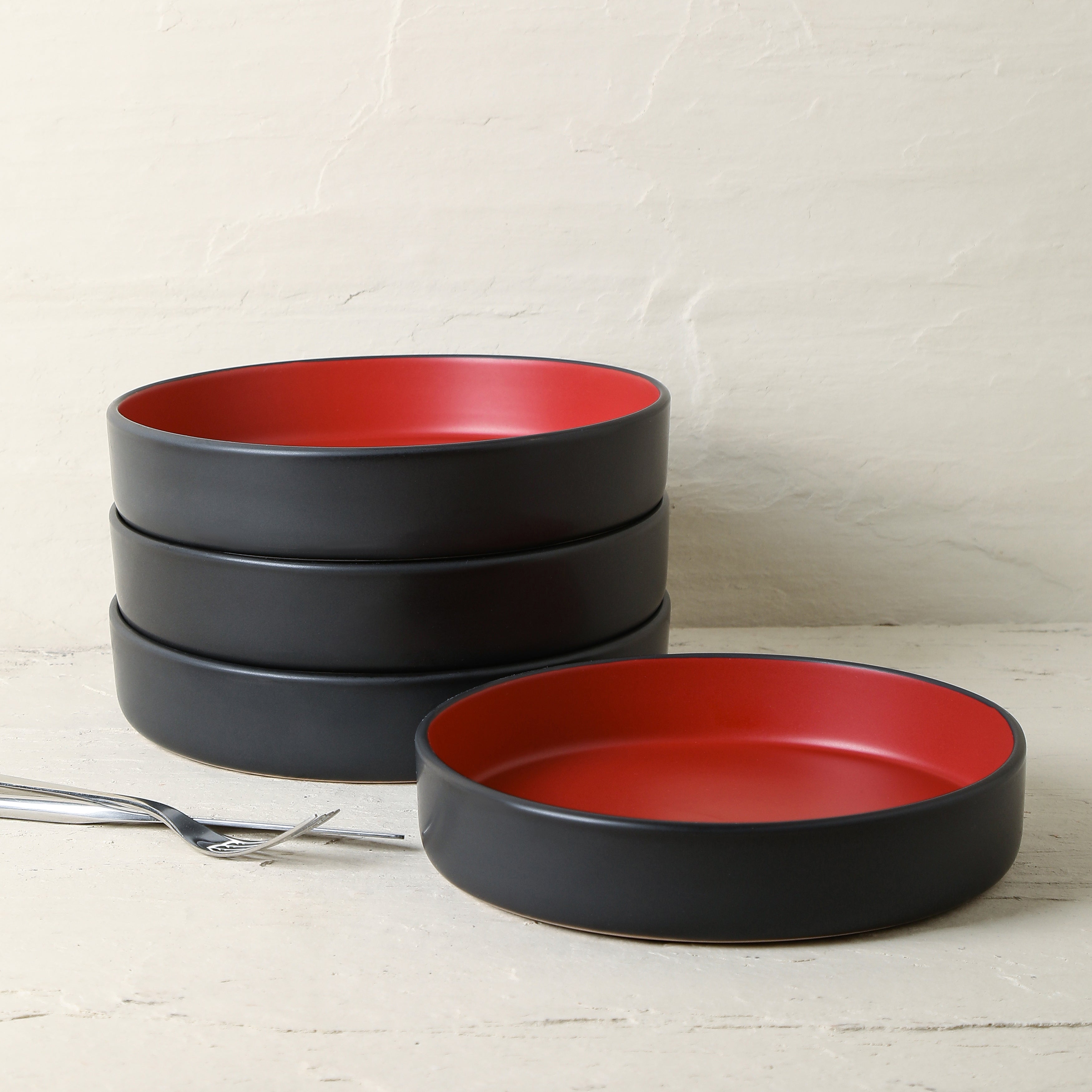 mercvo mercvoware Pasta Bowl mercvo - Red and Black Ceramic Bowls for Casual Dining, Decor, and Gifting | Ideal for Soups, Salads, and Appetizers