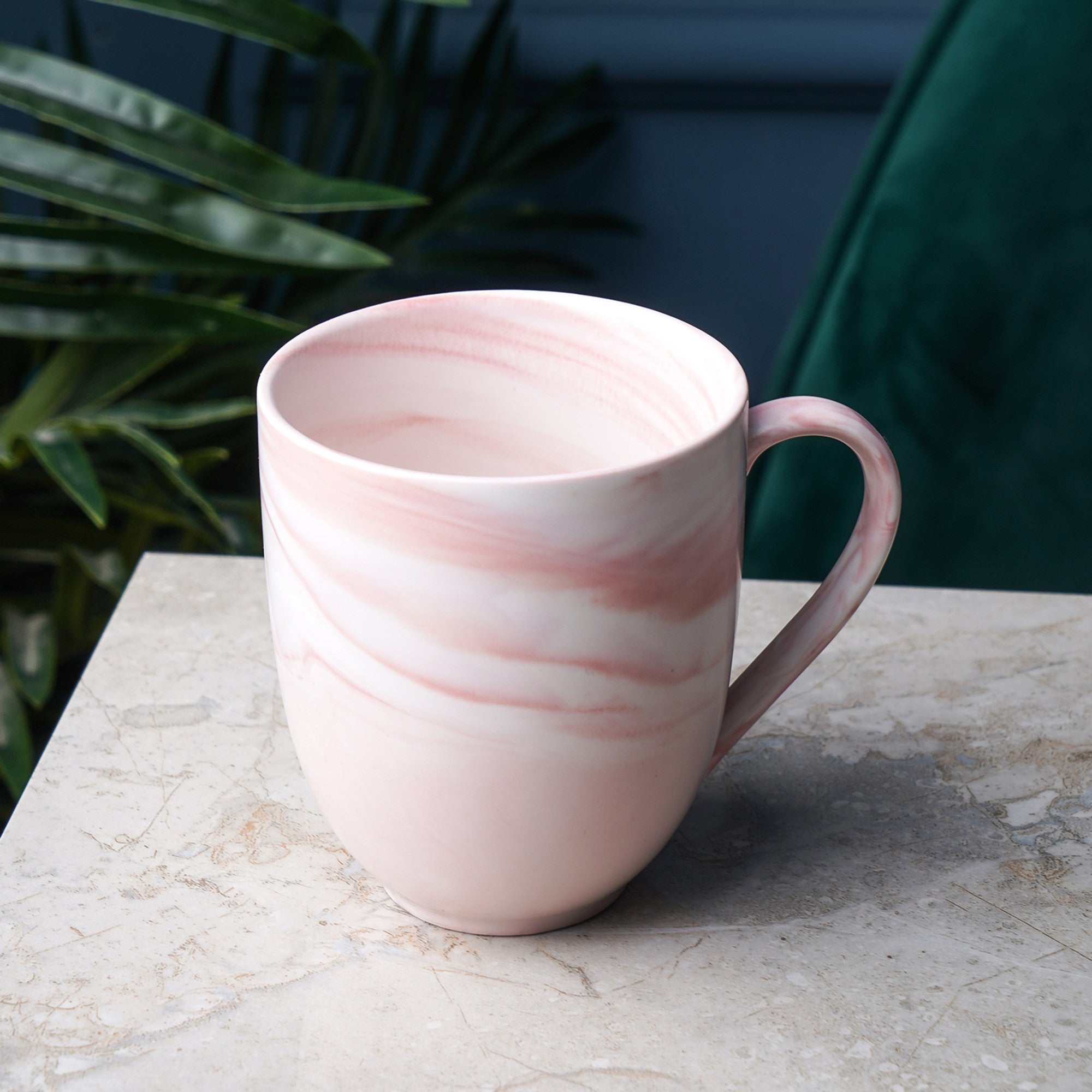 mercvo Porcelain Mug - Pink mercvo of 4 with Unique Marbled Design, Ideal for Hot Drinks and Home Decor