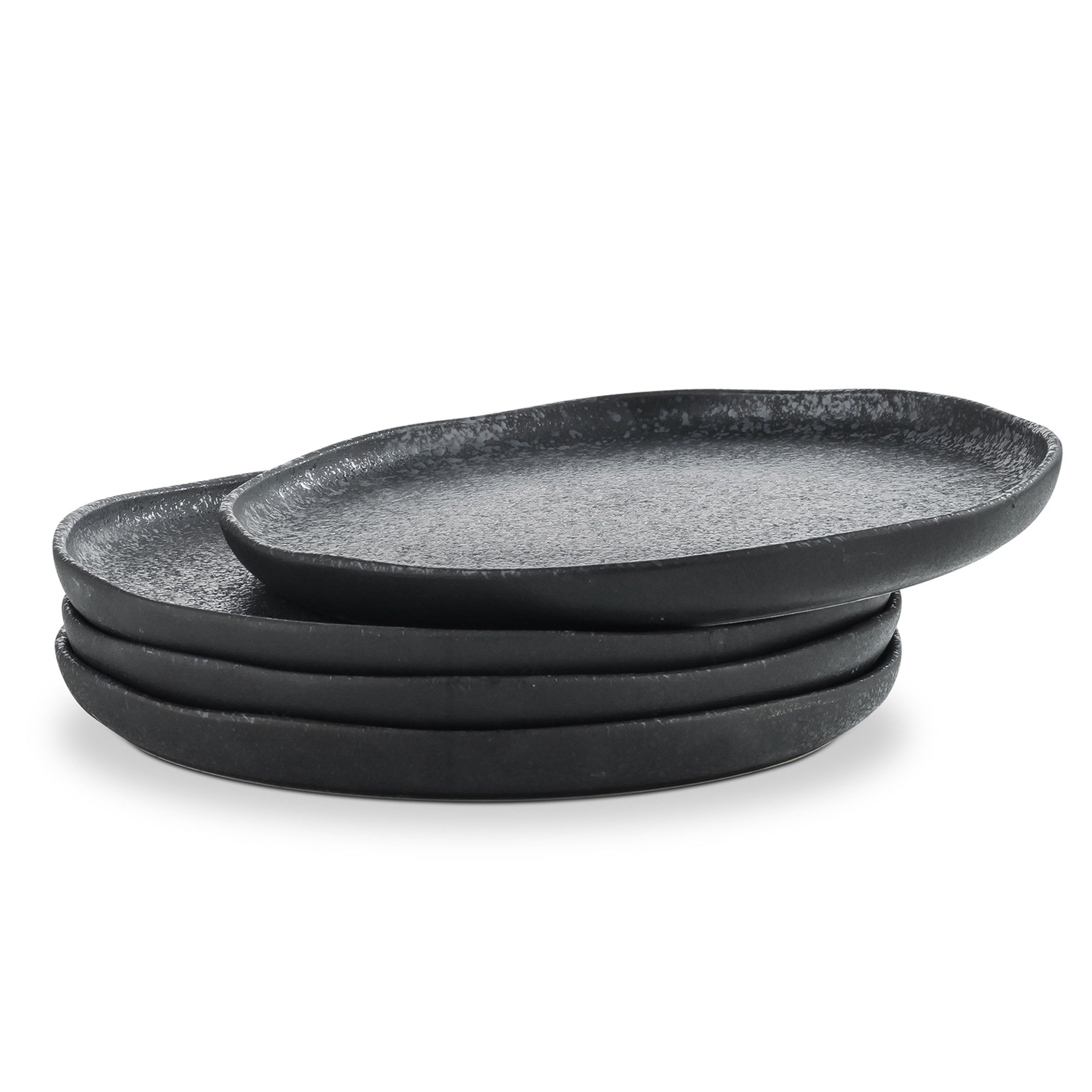 mercvo mercvoware Dinner Plate mercvo - 4 Piece Black And White Speckled Ceramic Plates for Versatile Dining