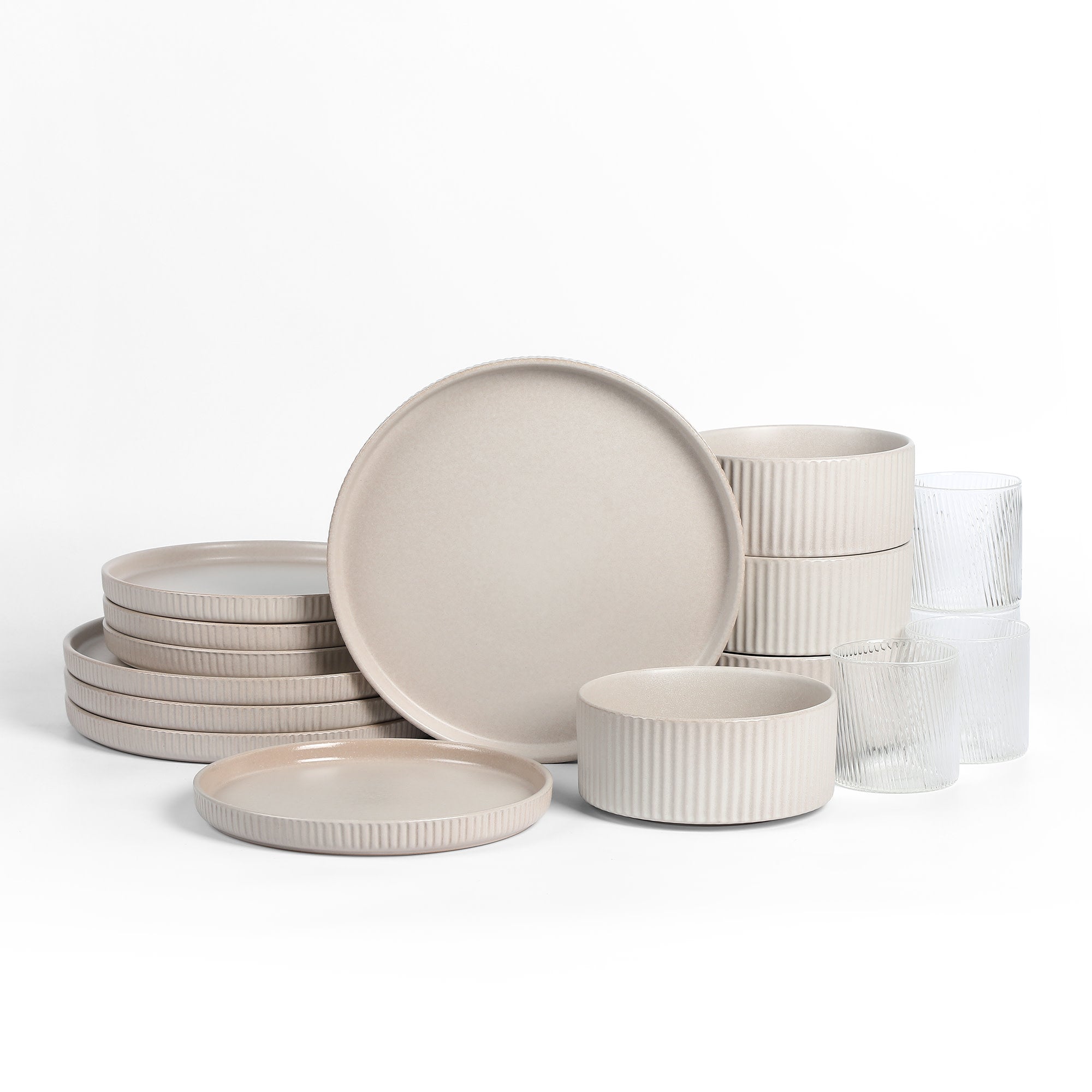 mercvo mercvoware & Borosilicate Glass Dinnerware mercvo in Beige - Functional, Stylish & Suitable for 4 or 8 People