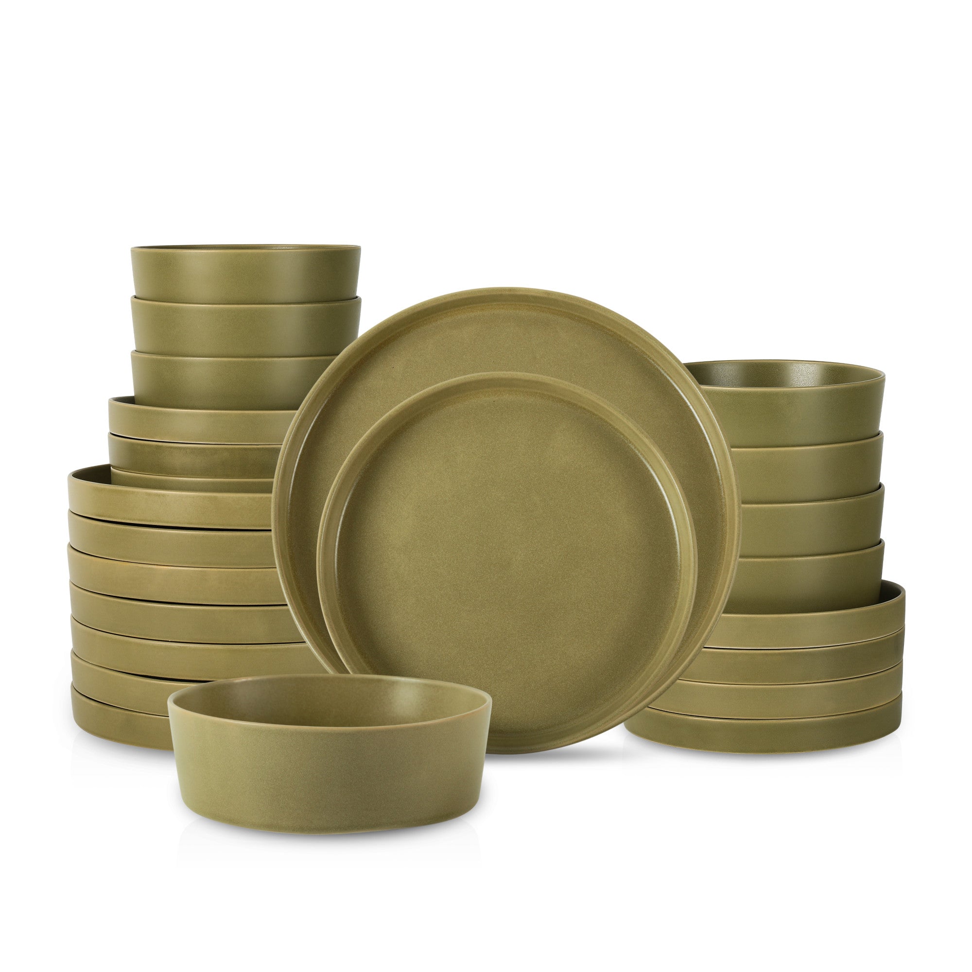 mercvo mercvoware Dinnerware mercvo in Olive - Green: Stackable, Minimalist & Ideal for 4 or 8 People