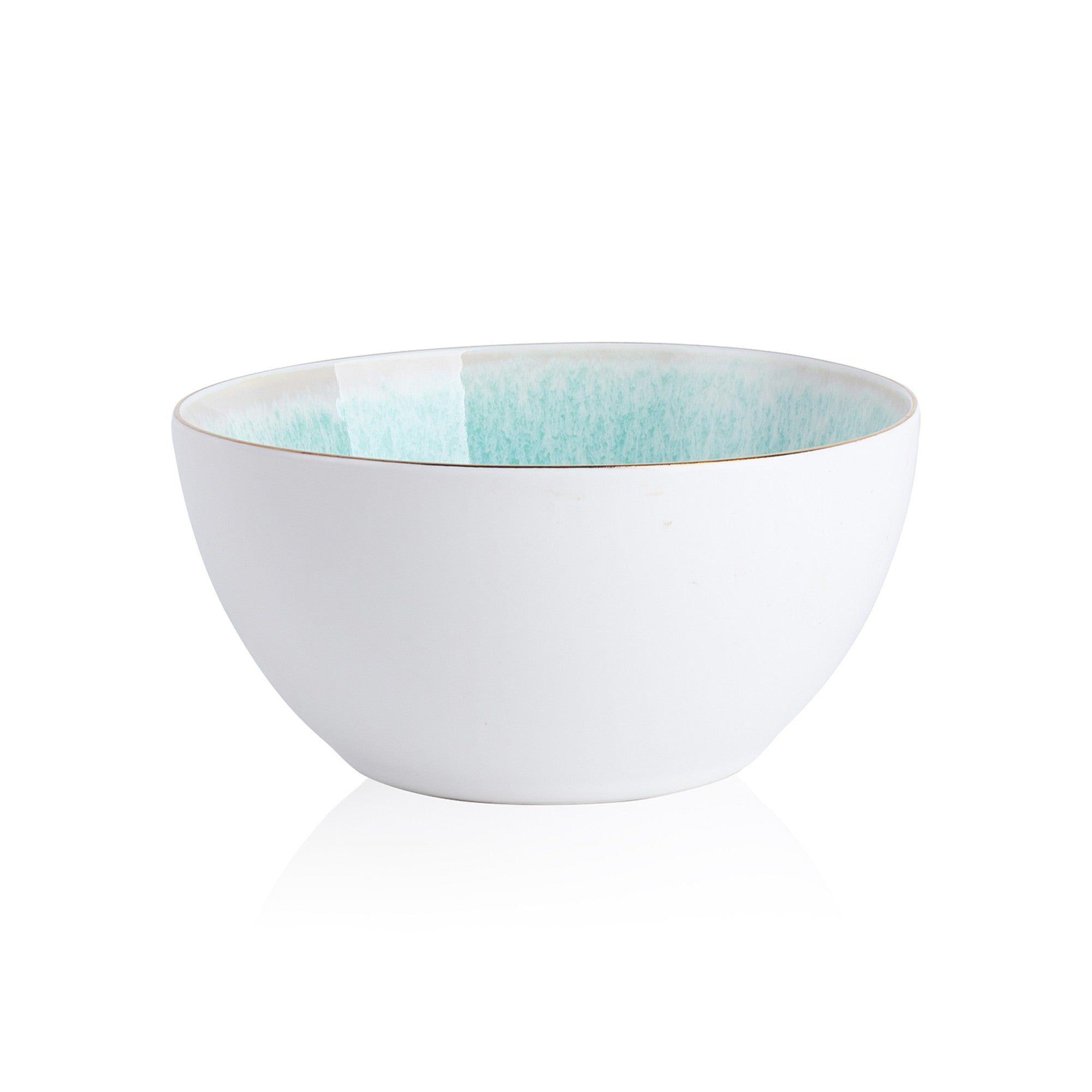 mercvo + Lain mercvo Porcelain Bowl - Mint mercvo of 4: Turquoise Speckled Interior, Gold Rim, Ideal for Everyday & Formal Dining