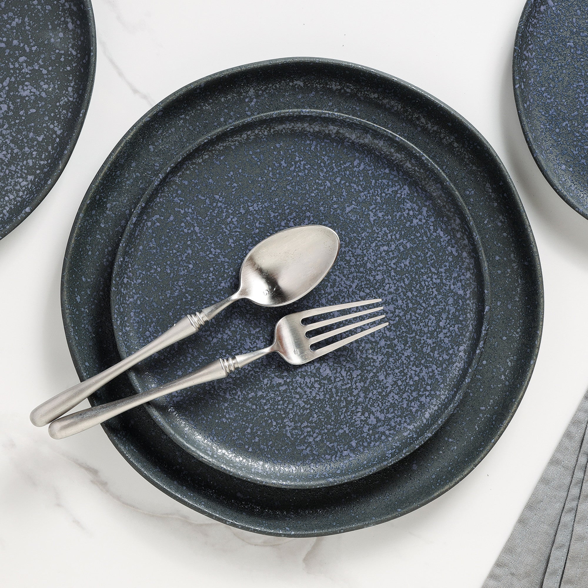 mercvo mercvoware Dinnerware mercvo in Grey And Blue - Service for 4 or 8, Speckled Design, Microwave & Dishwasher Safe