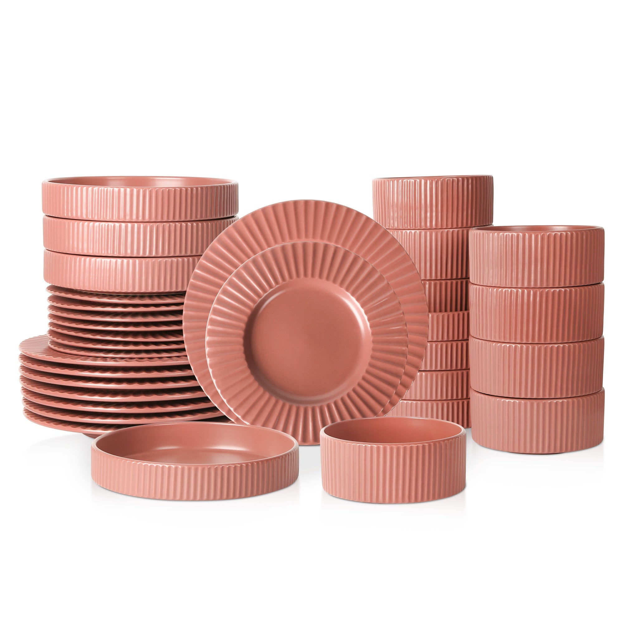 mercvo mercvoware Dinnerware mercvo - Redwood: High - Quality Ceramic mercvo in Dusty Rose, mercvoilable for Service of 4 or 8