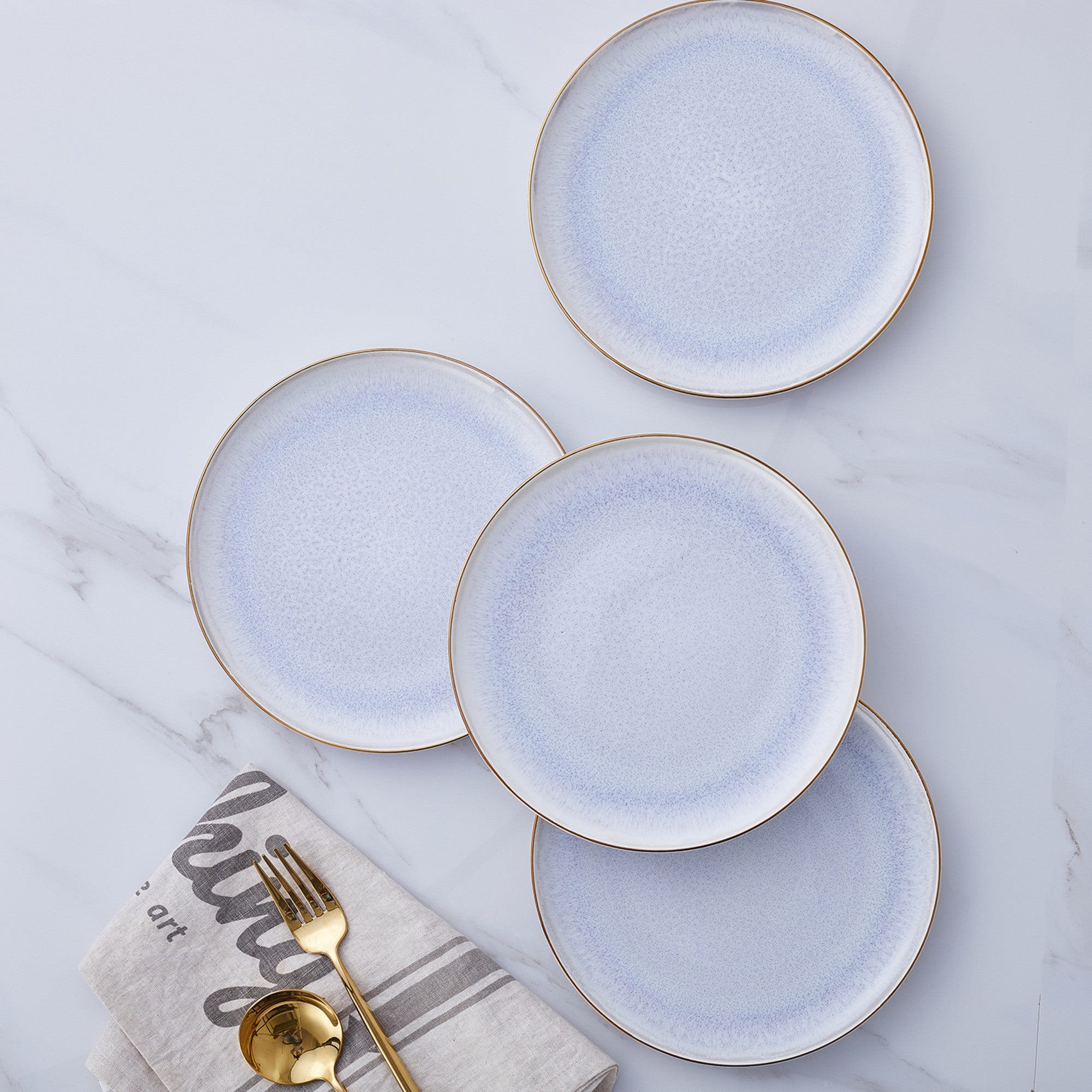 mercvo + Lain mercvo Porcelain Salad Plate mercvo - Lavender, 4 - Piece, Ideal for Casual and Formal Dining
