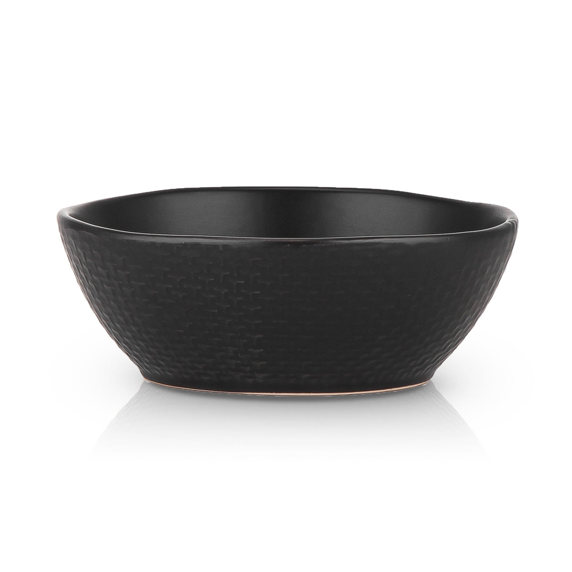 mercvo mercvoware Bowl - Black mercvo of 4 | Ceramic Bowls with Textured Exterior, Stackable Design for Versatile Use