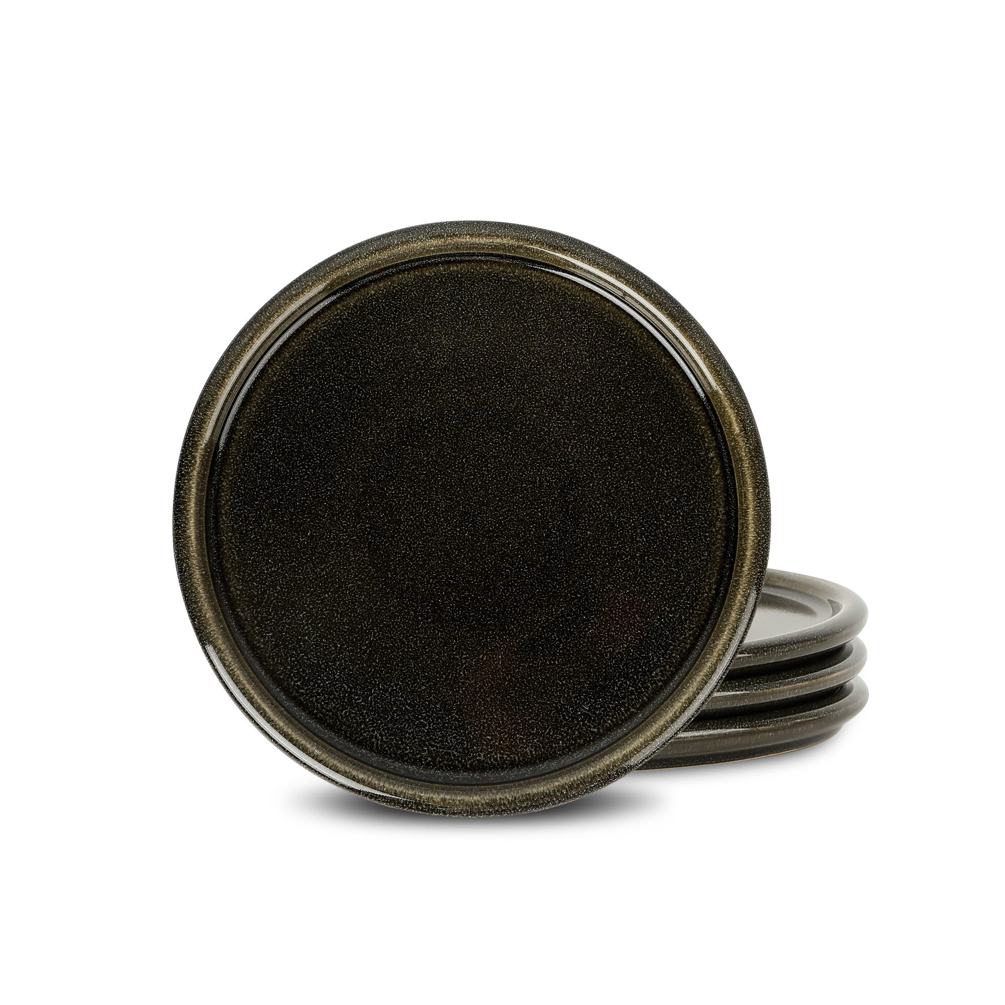 mercvo mercvoware Salad Plate - Charcoal Grey: High - Quality Ceramic Plates with Speckled Finish and Golden Rim for Casual & Formal Dining