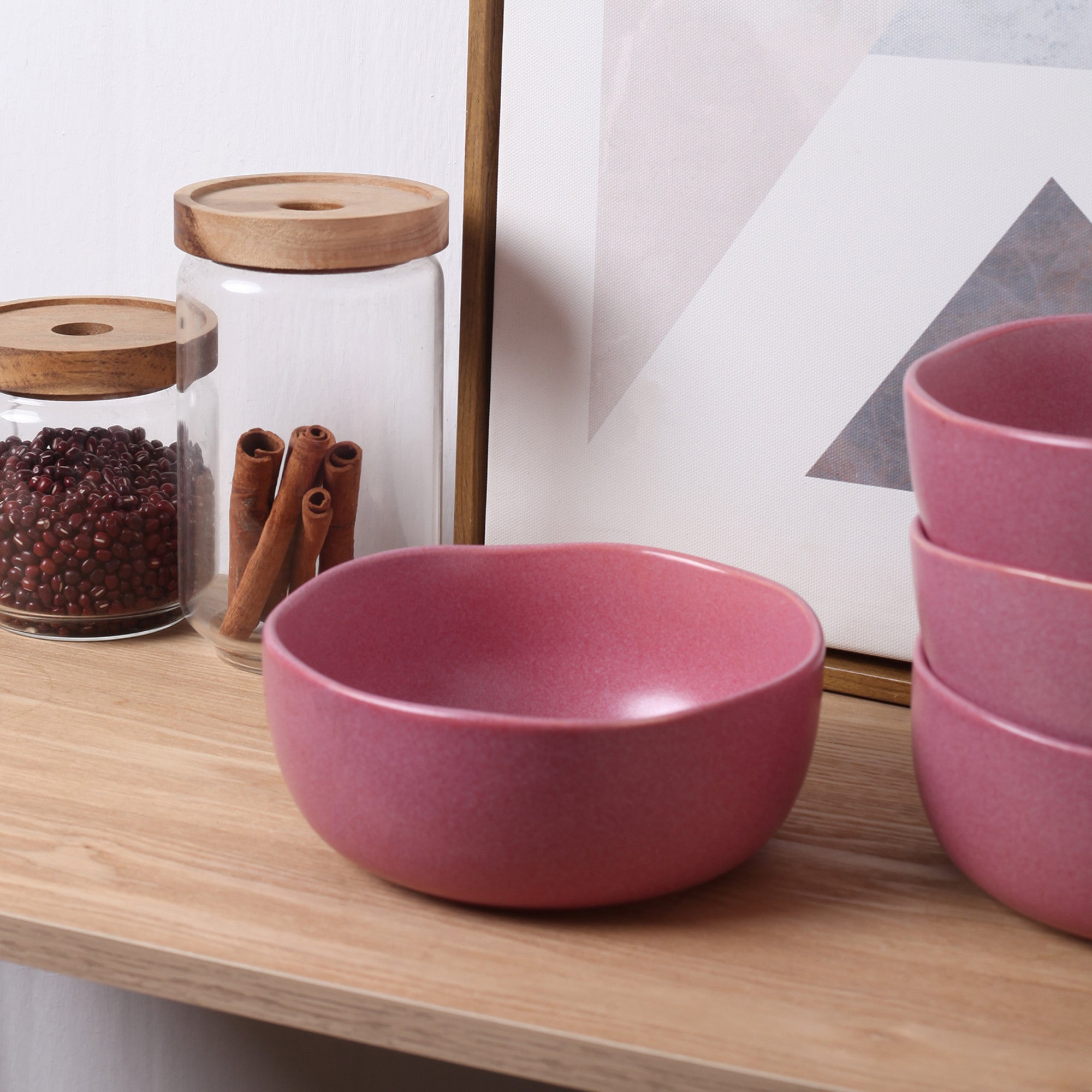 mercvo mercvoware Bowl - Pink White: 4 - Piece mercvo of Ceramic Bowls for Dining and Serving