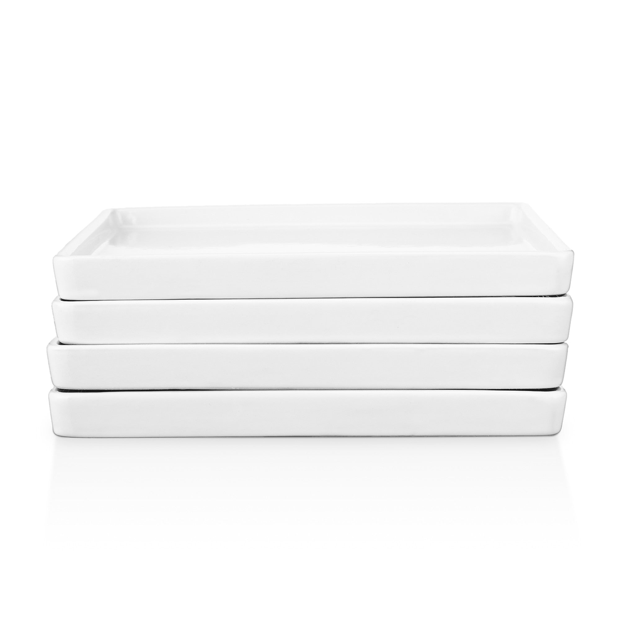 mercvo mercvoware Salad Plate - White mercvo of 4: High - Quality, Square Ceramic Plates for Modern Dining