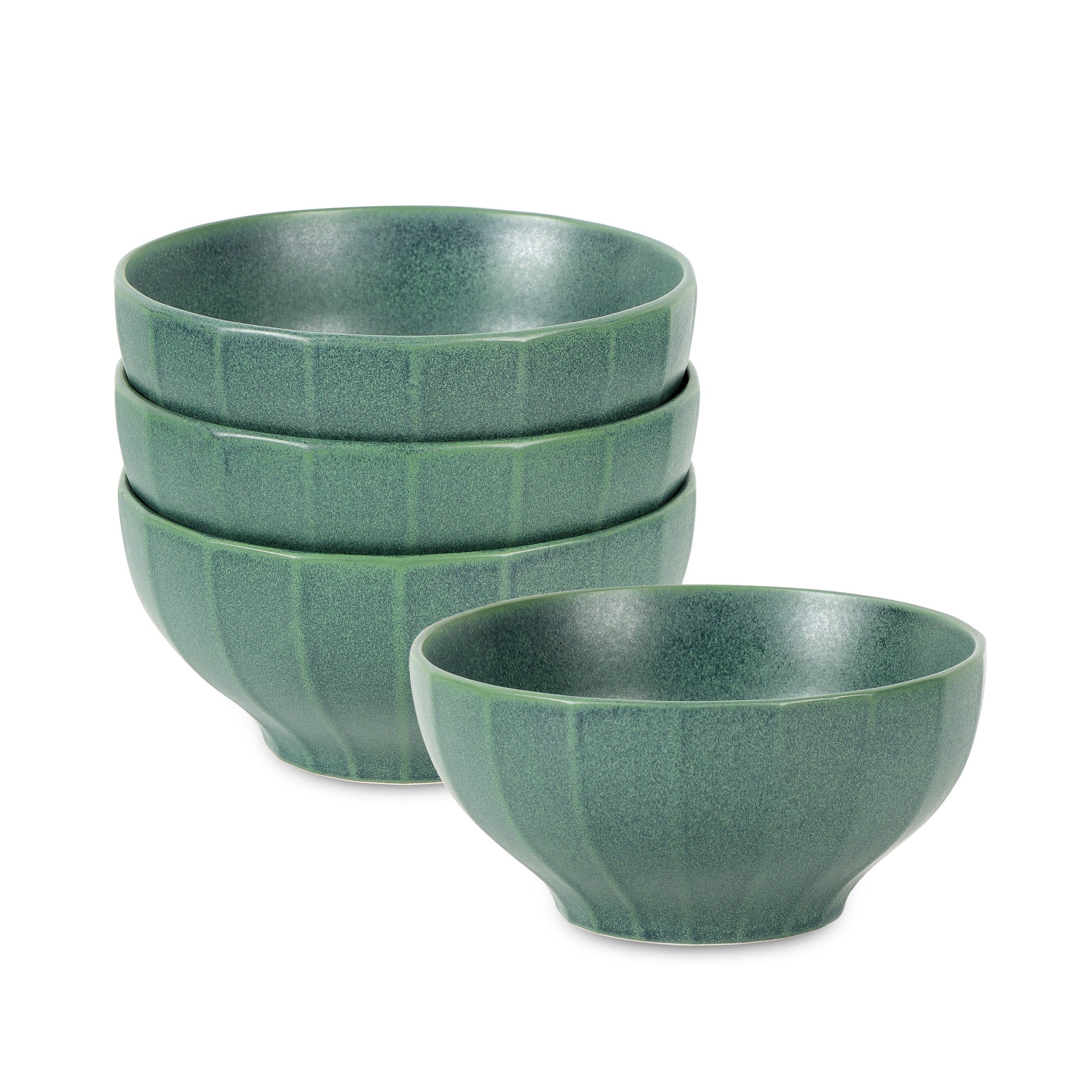 mercvo mercvoware Bowl - Green mercvo | Ceramic Bowls with Fluted Design, Stackable, Ideal for Individual Portions