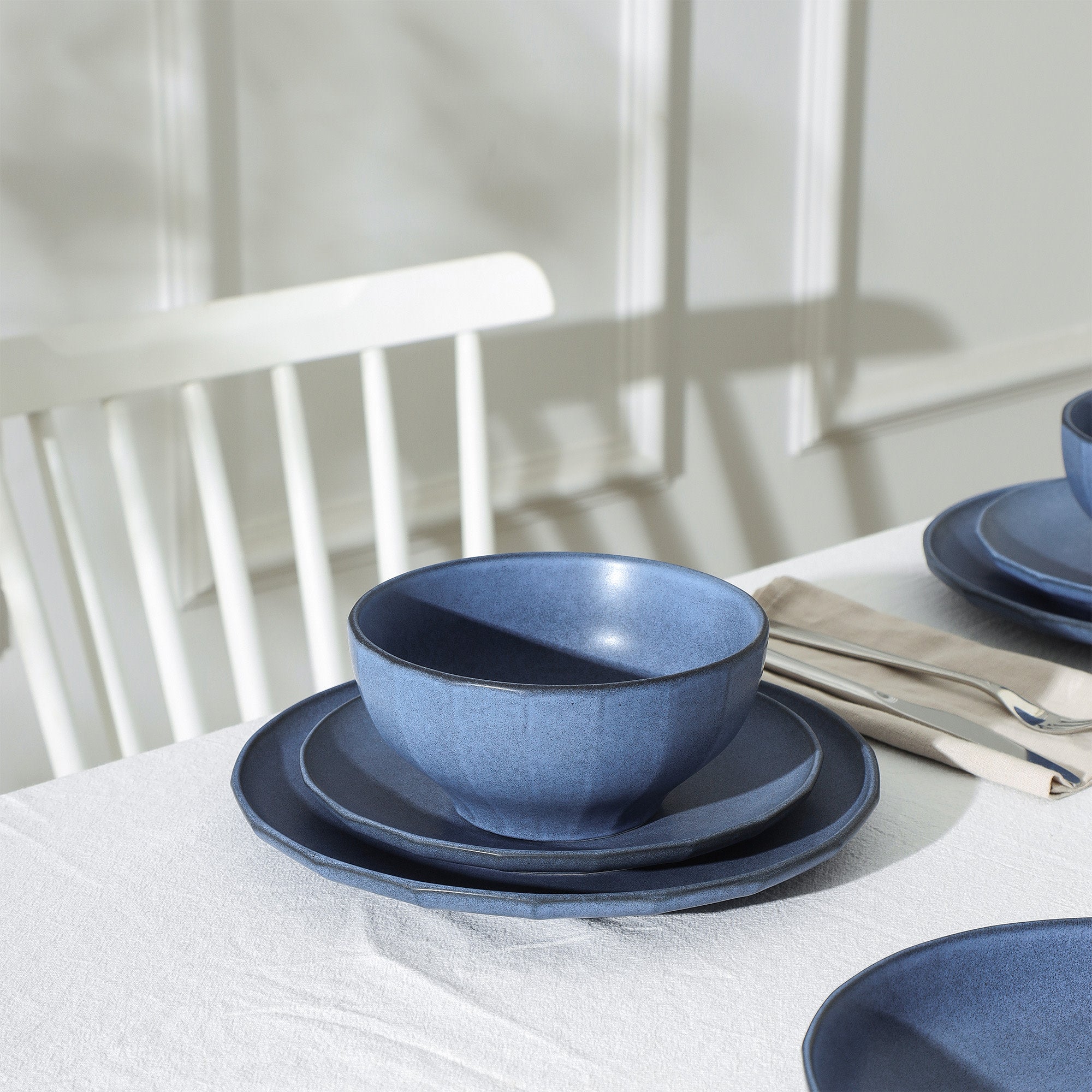 mercvo mercvoware Dinnerware mercvo - Blue: High - Quality Ceramic mercvo for 4 or 8, Ideal for Daily & Special Meals