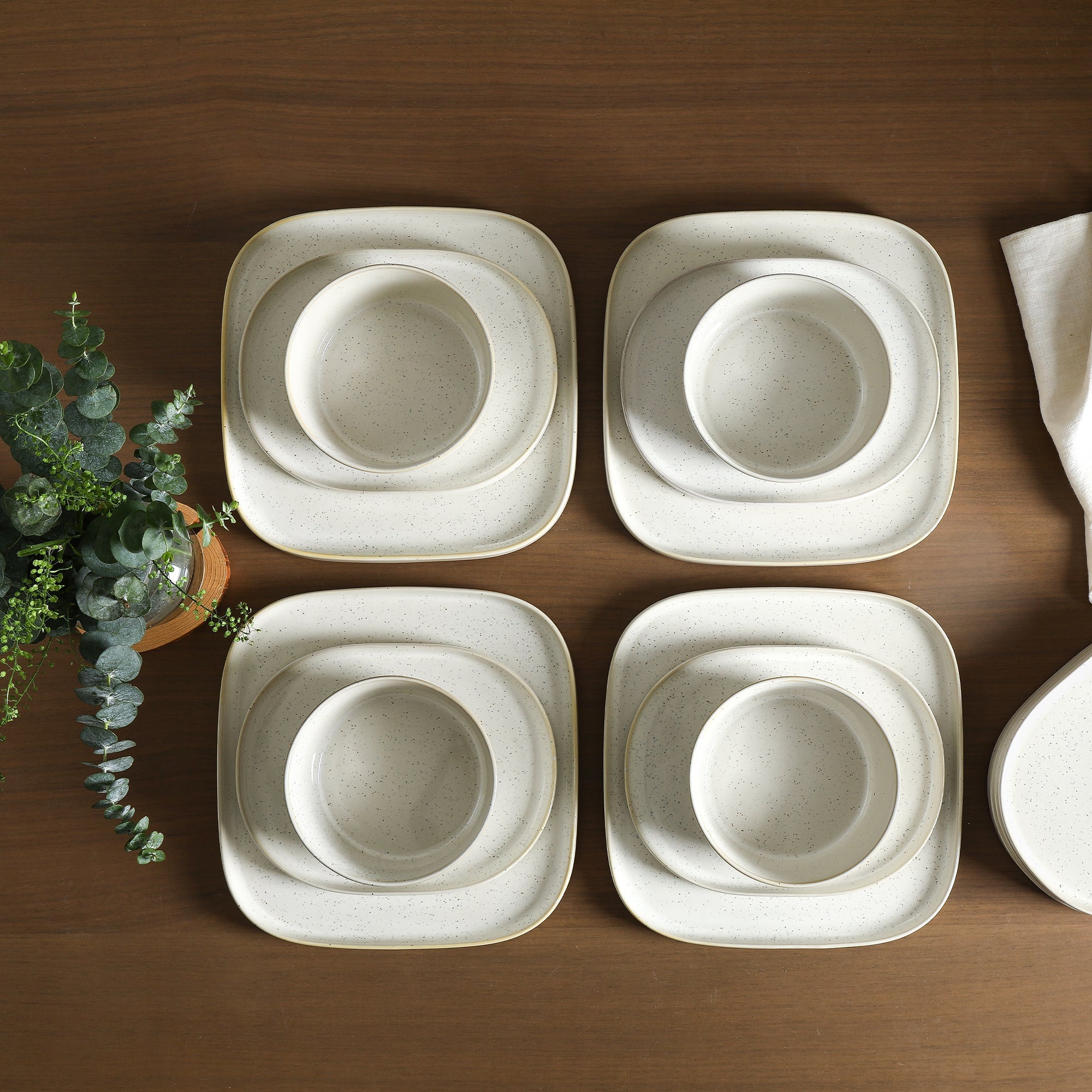 mercvo mercvoware Dinnerware mercvo - White: Modern & Rustic Dining for 4 or 8, Dishwasher & Microwave Safe