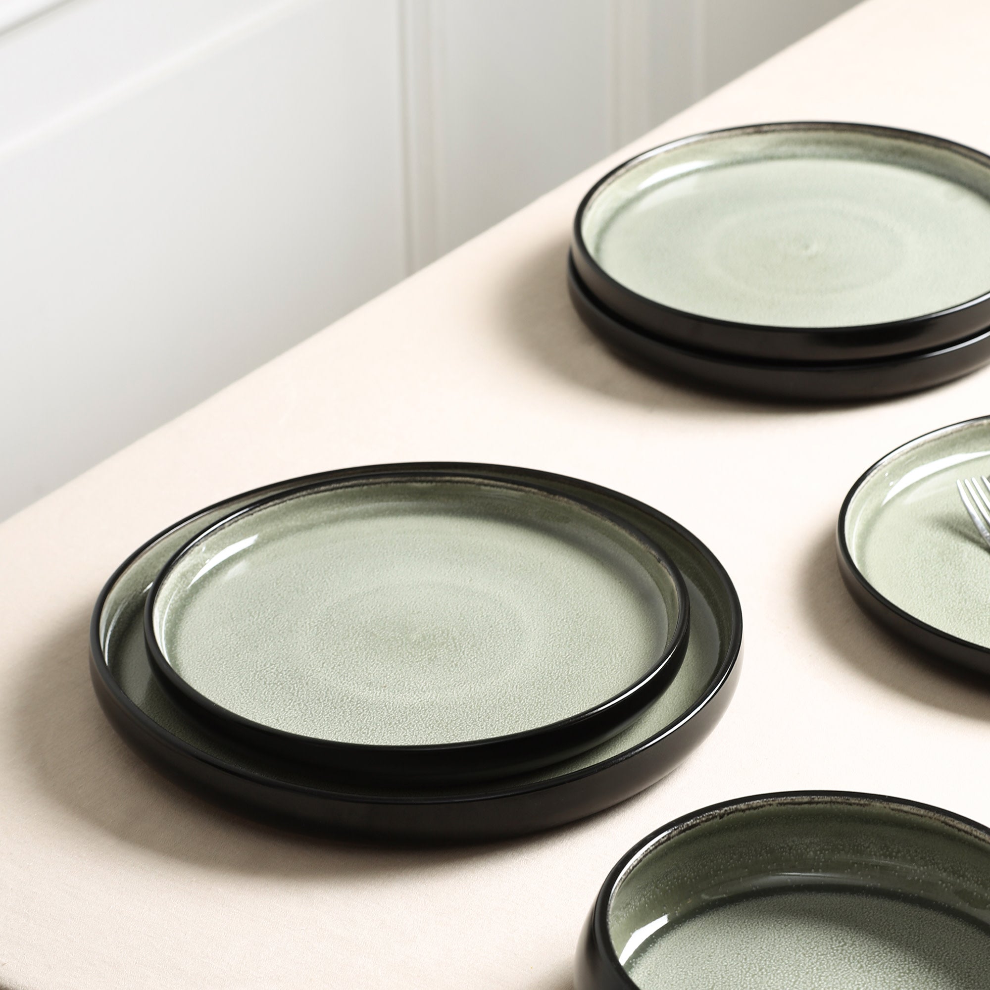 mercvo mercvoware Dinnerware mercvo - Green: High - Quality Ceramic mercvo with Nesting Function, mercvoilable for Service of 4 or 8