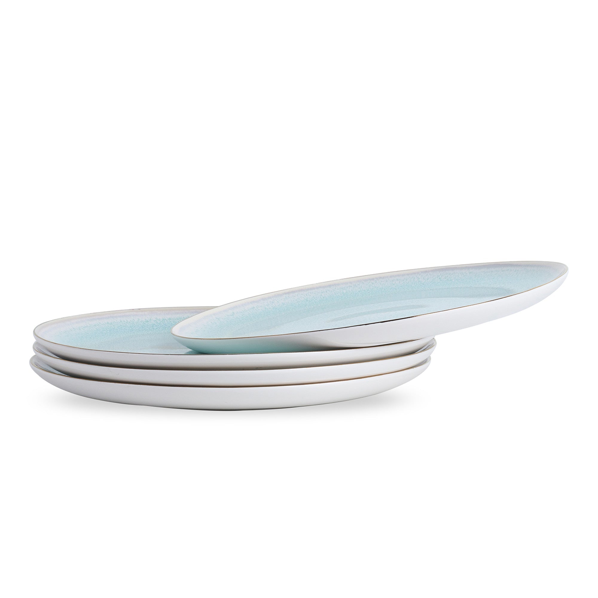 mercvo + Lain mercvo Porcelain Dinner Plate - Mint: 4 - Piece mercvo with Speckled Interior, Gold Trim, Microwave & Dishwasher Safe