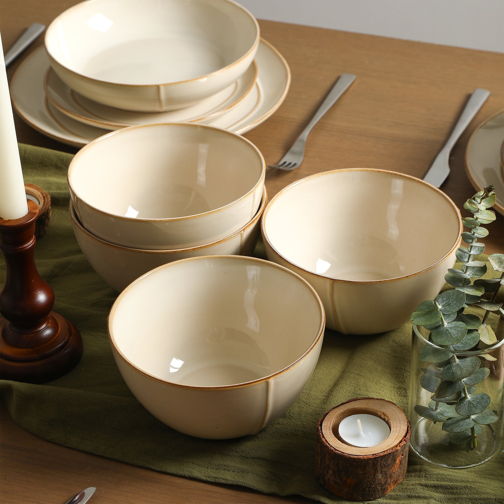 mercvo mercvoware Dinnerware mercvo in Beige - Versatile, High - Quality Ceramic mercvo for 4 or 8 People