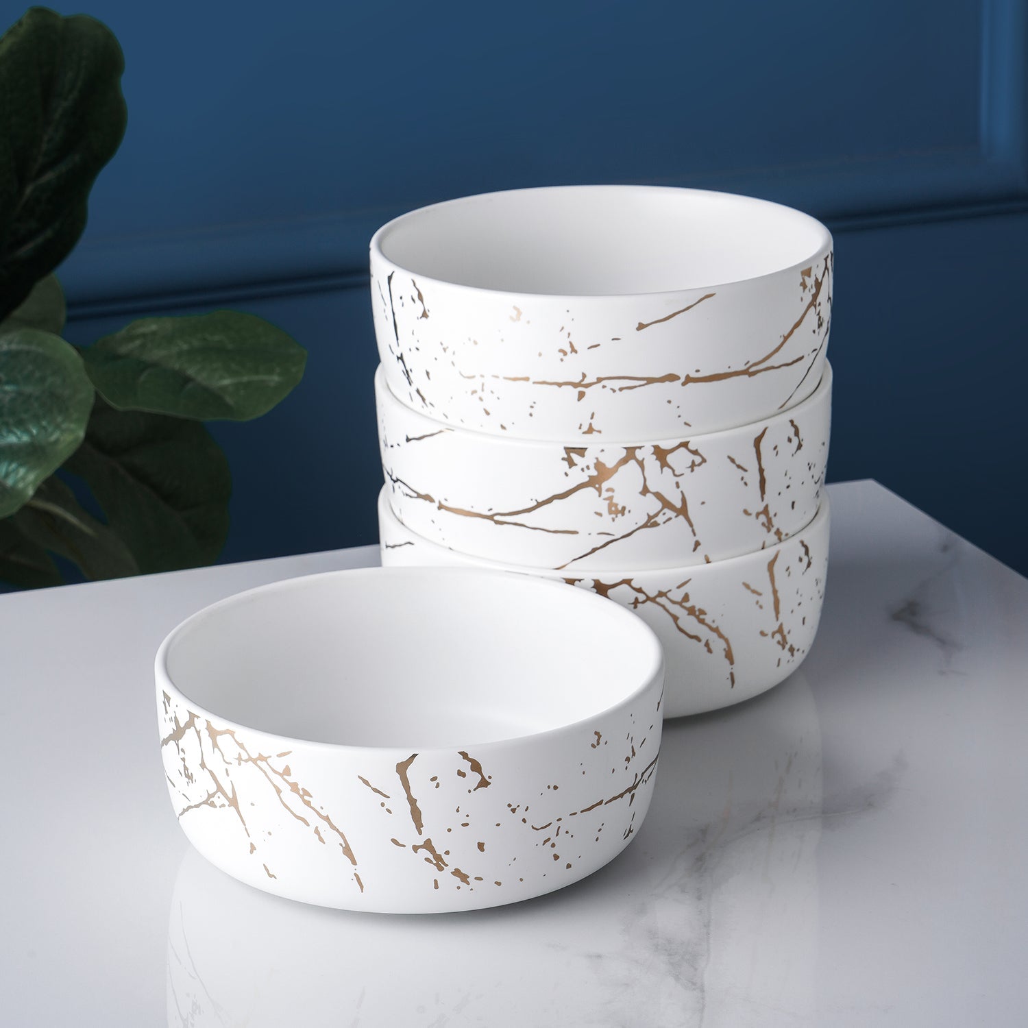mercvo Porcelain Dinnerware mercvo - White: 4/8 - Person mercvo with Gold Marble Design for Daily & Special Occasions