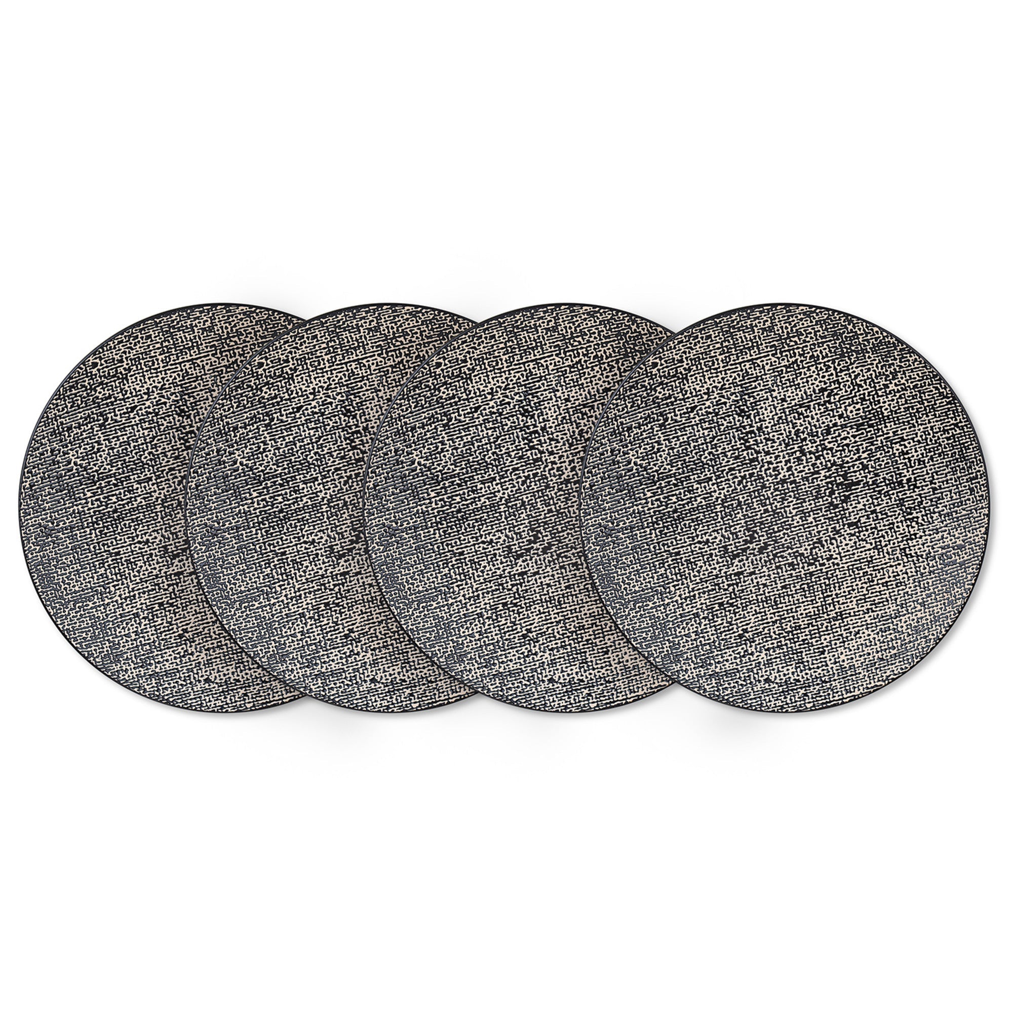 mercvo mercvoware Dinner Plate mercvo - 4 Piece Brown And Black Ceramic Plates with Intricate Pattern for Modern Dining