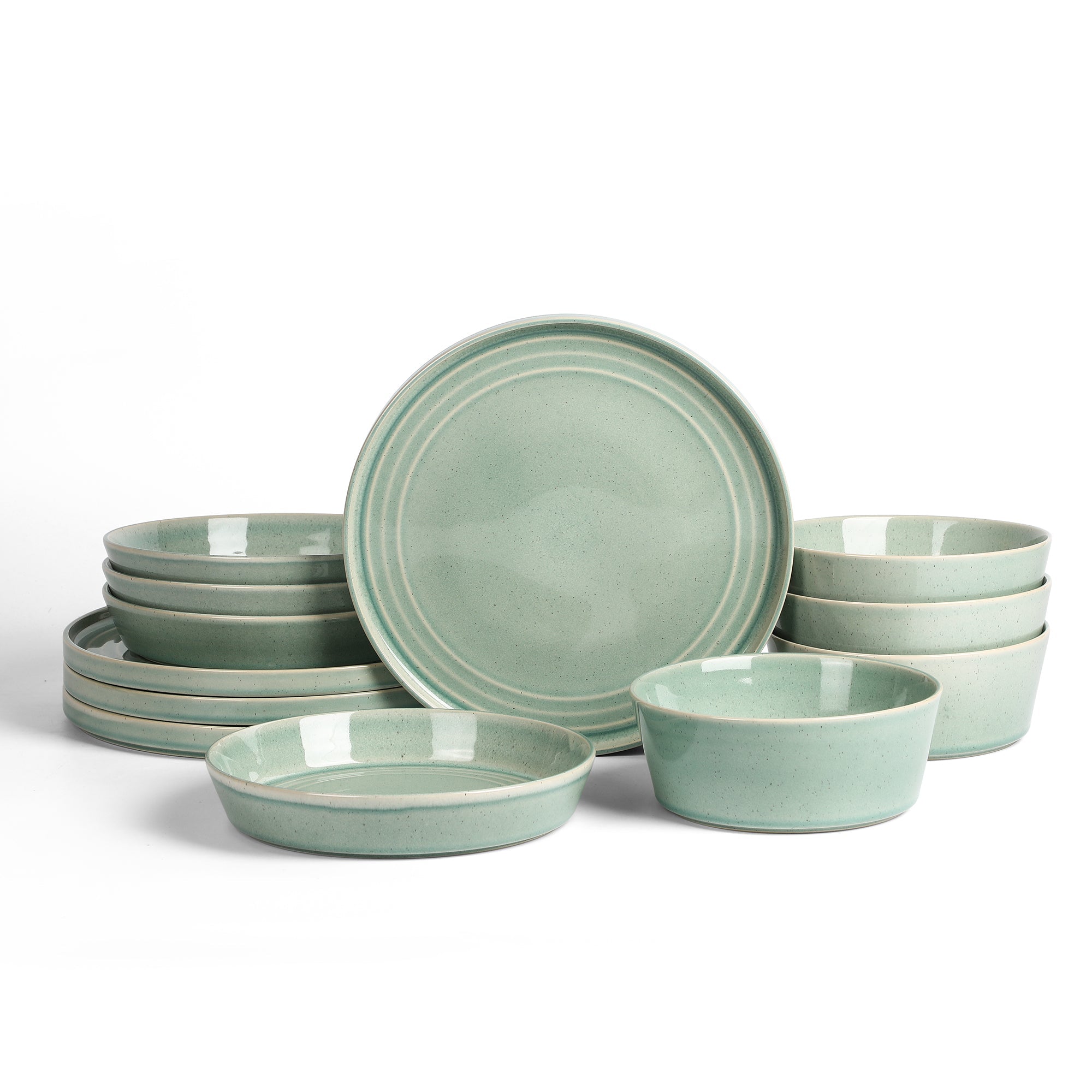 mercvo mercvoware Dinnerware mercvo in Green - Service for 4 or 8, Versatile Sizes, Durable & Stylish