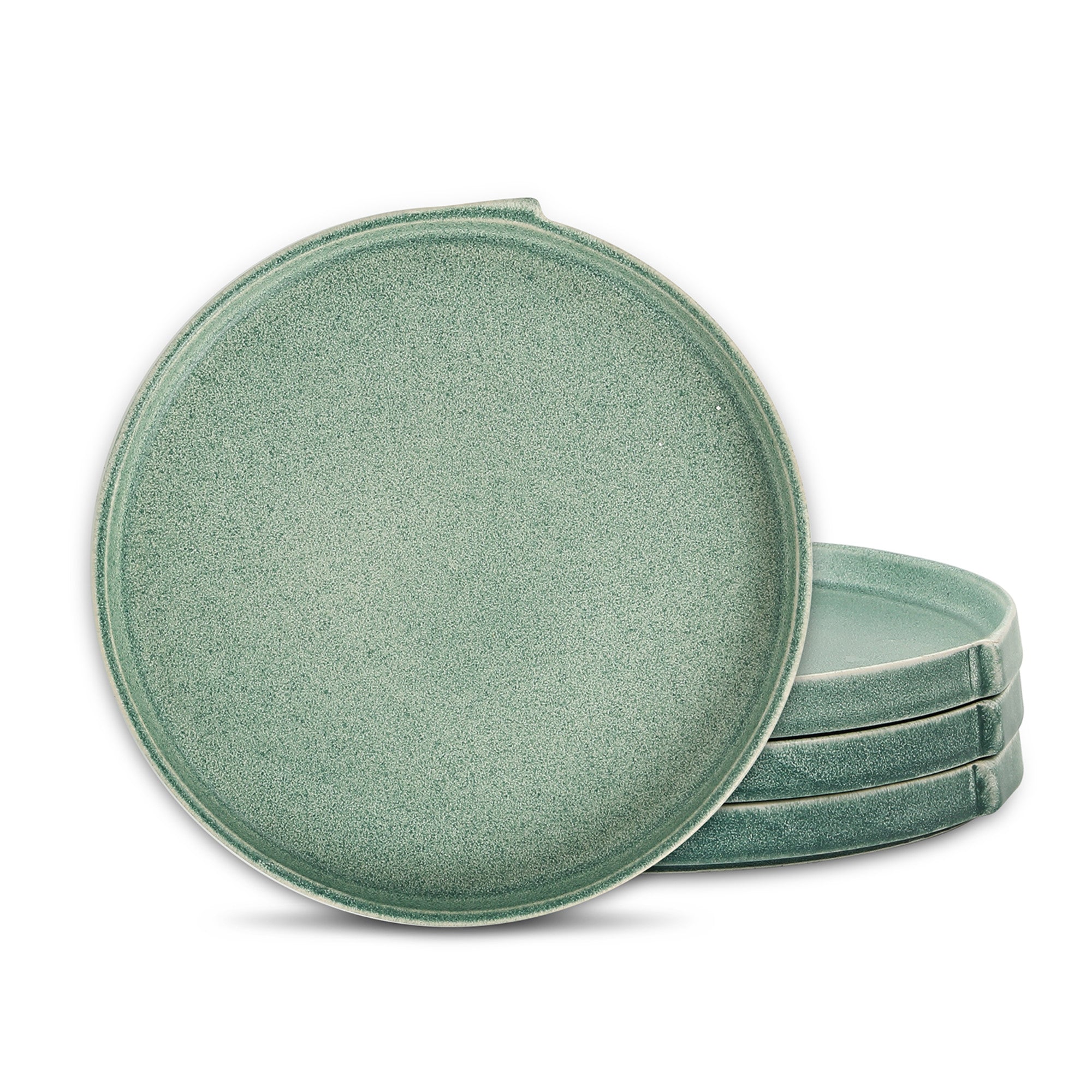 mercvo mercvoware Dinner Plate - Green | 4 - Piece mercvo of Ceramic Plates with Rustic Charm, Stackable Design & Functional Edge