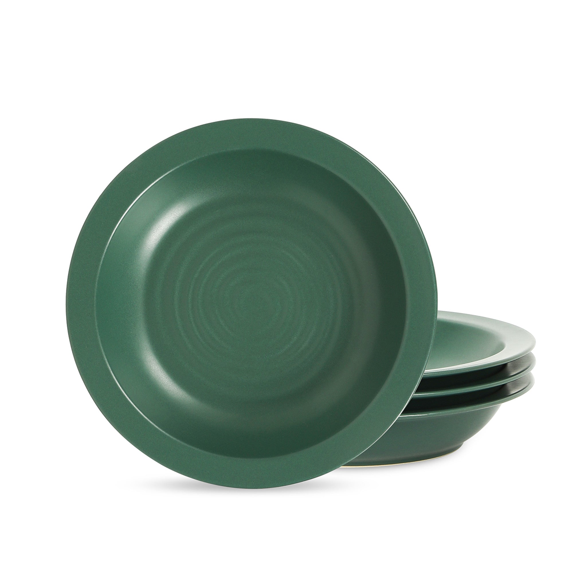 mercvo mercvoware Pasta Bowl - Green | 10 - 12 Inches | Concentric Ripple Pattern | Durable Ceramic for Versatile Dining