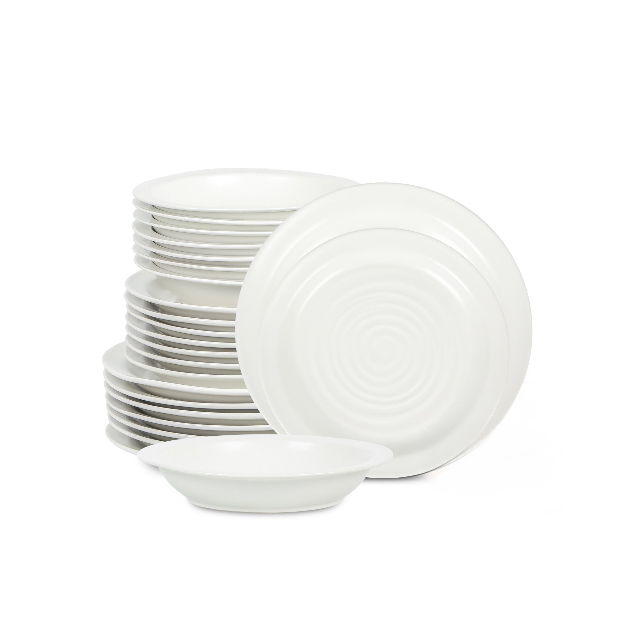 mercvo mercvoware Dinnerware mercvo - White: High - Quality Ceramic with Concentric Ridges, Service for 4 or 8, Ideal for Daily & Special Dining