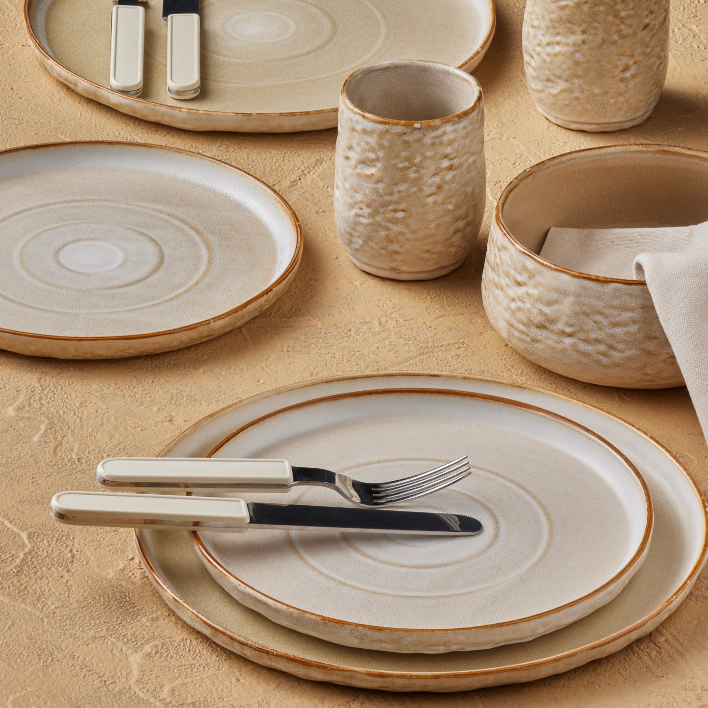 mercvo mercvoware Dinnerware mercvo - Sand: A Complete Ceramic mercvo for 4 or 8, with Earthy Tones, Stackable Design & High - Quality Craftsmanship
