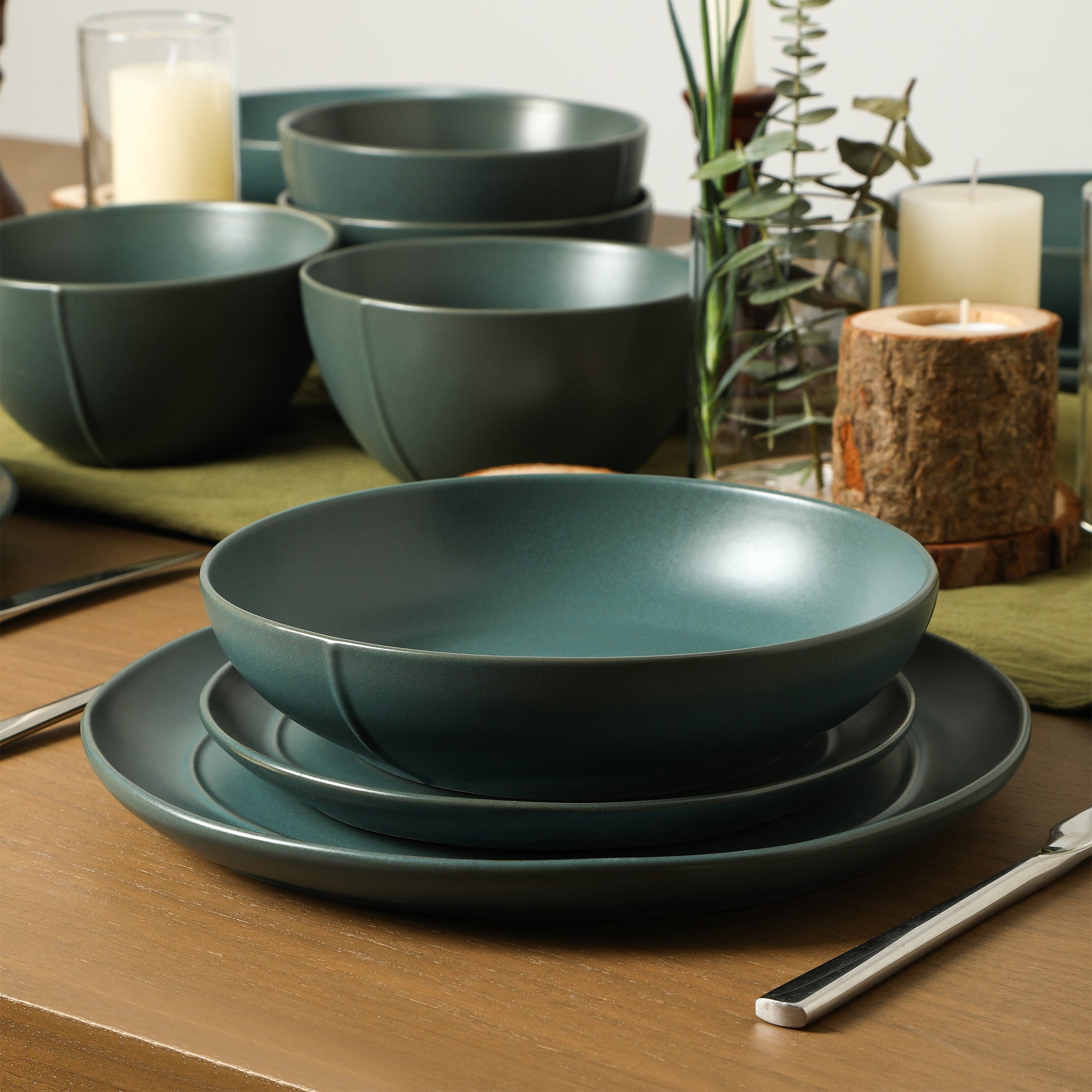 mercvo mercvoware Pasta Bowl mercvo in Green - Microwave & Dishwasher Safe, Stackable, Ideal for Everyday & Special Occasions