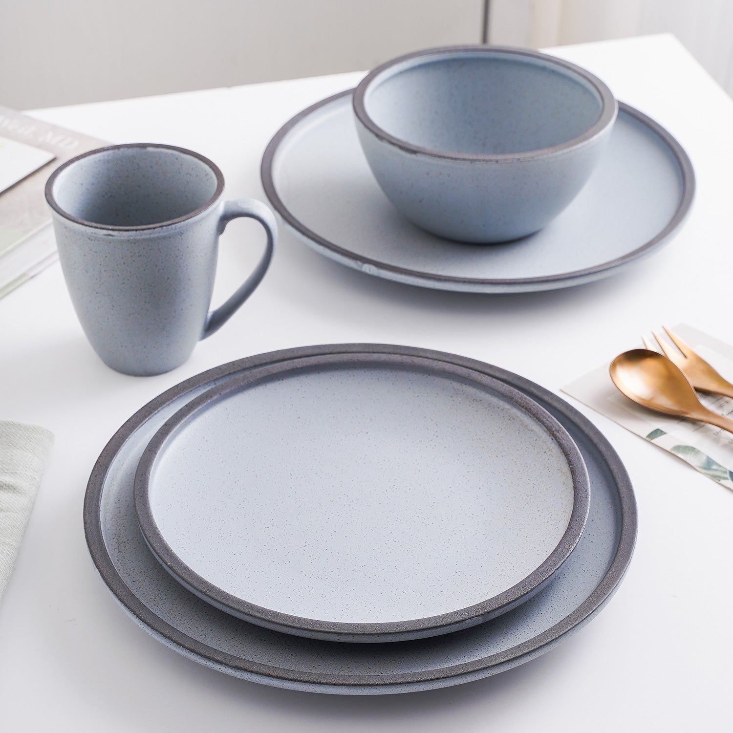 mercvo mercvoware Dinnerware mercvo in Blue And Grey: Rustic, Modern & Versatile for 4 or 8 People