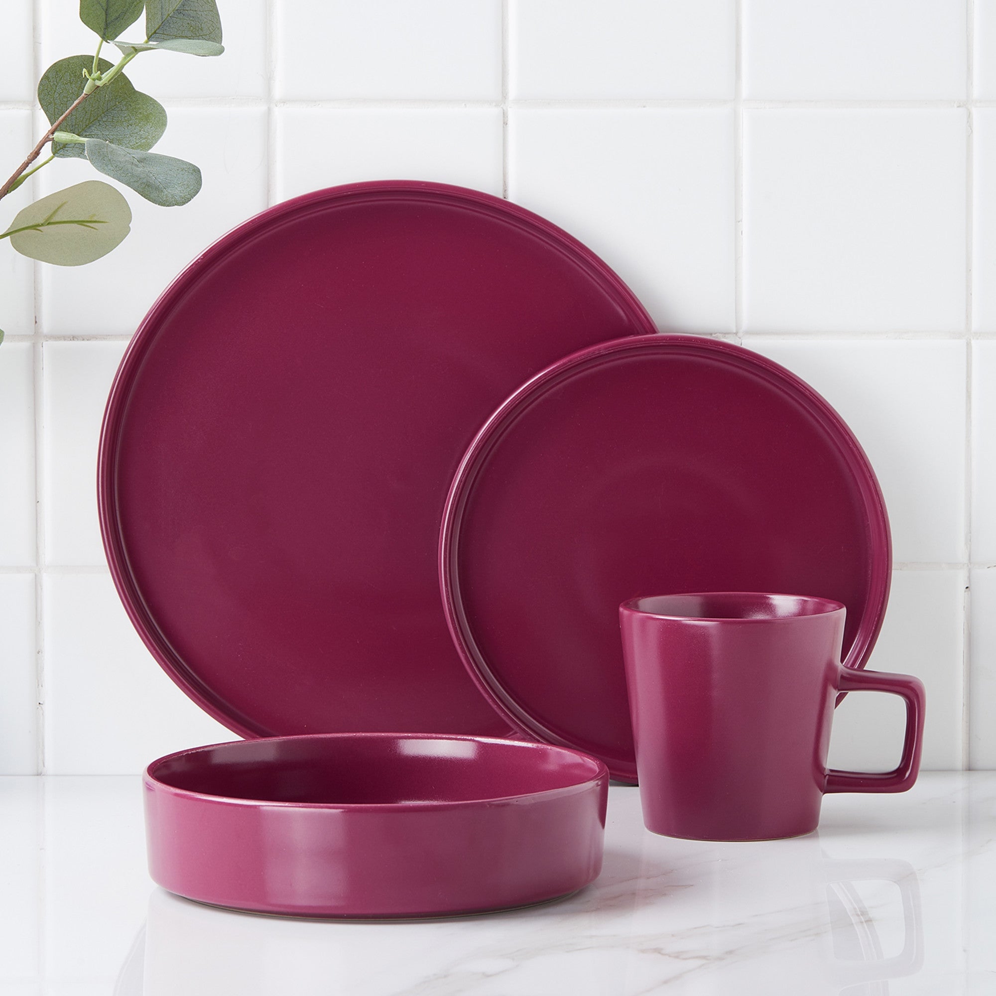 mercvo mercvoware Dinnerware mercvo in Magenta - High - Quality Ceramic, Stackable, Serves 4 or 8