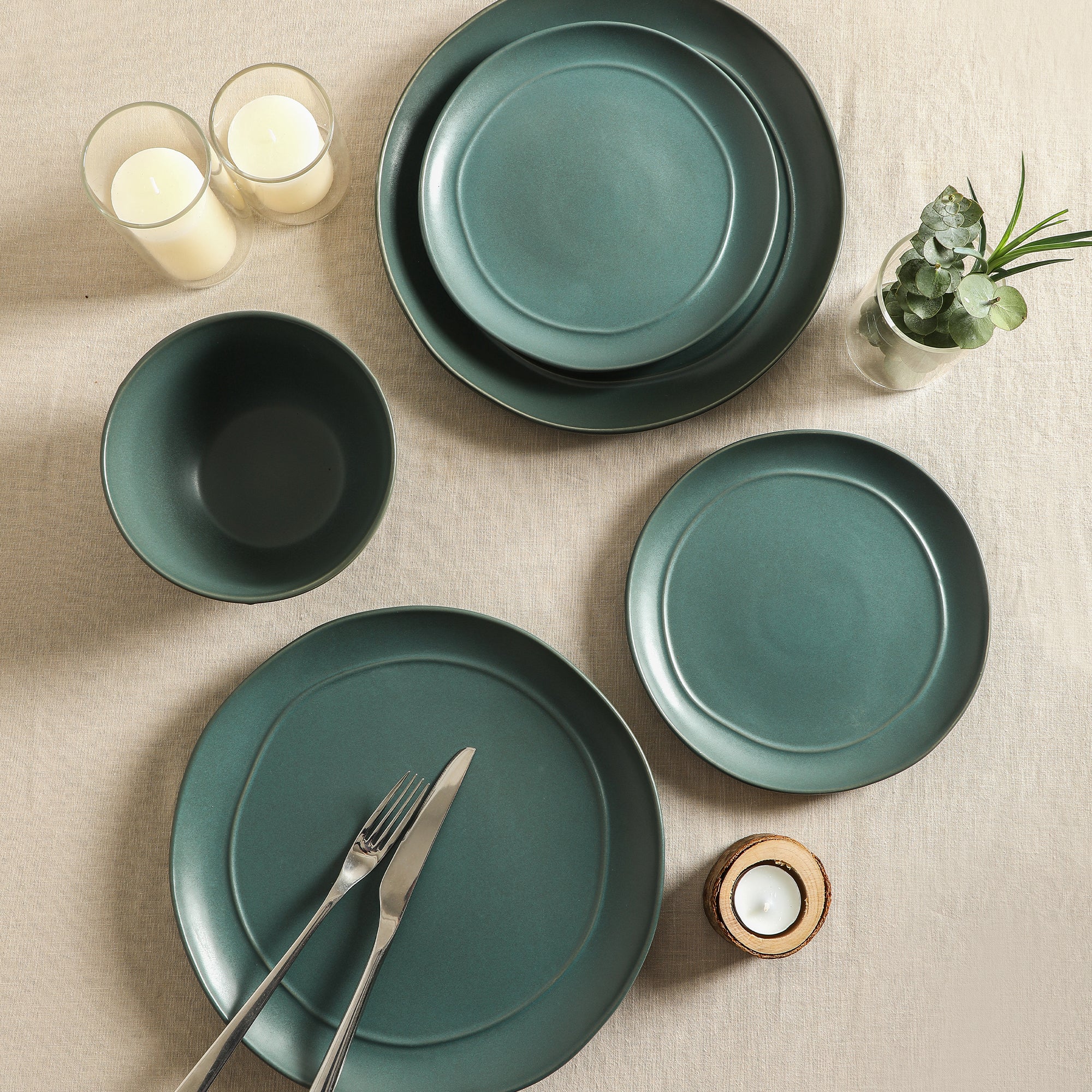 mercvo mercvoware Dinnerware mercvo in Green - Microwave & Dishwasher Safe, Service for 4 or 8, Ideal for Daily & Special Meals