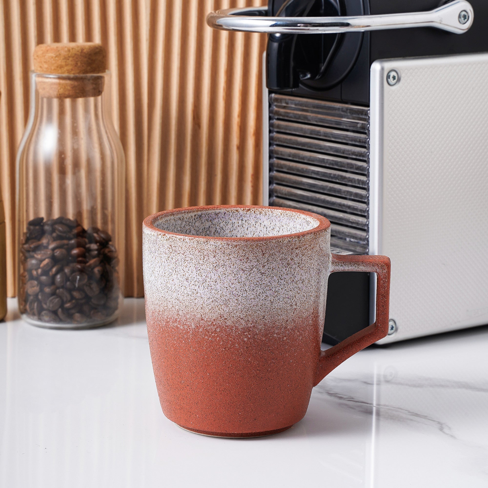 mercvo mercvoware Mug - Red mercvo of 4: Rustic, Artisanal Mugs for Hot Beverages with 12 - 16 oz Capacity