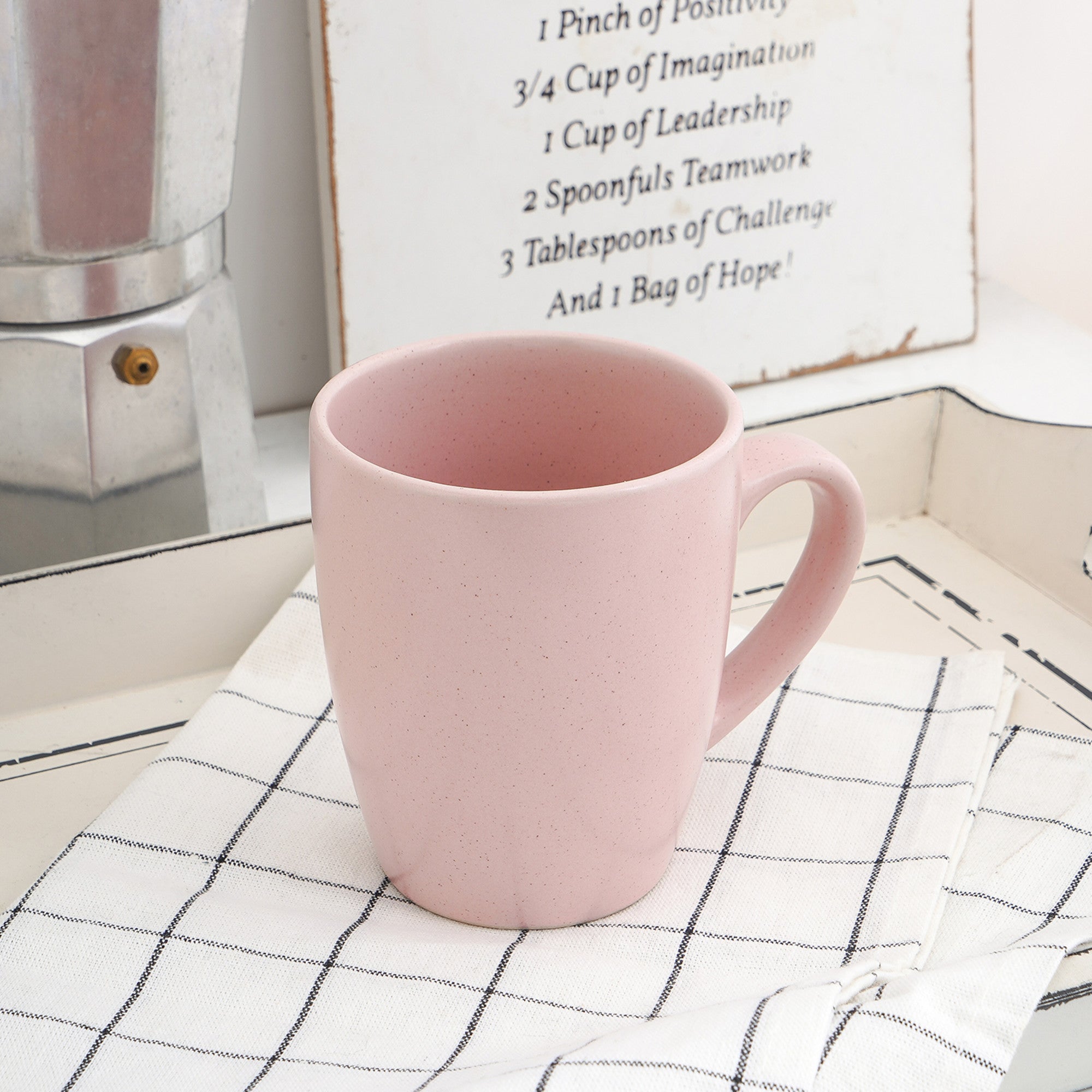 mercvo mercvoware Mug - Pink mercvo of 4: Ceramic Porcelain Mugs for Hot or Cold Drinks, 12 - 16 Oz, Stackable & Ergonomic