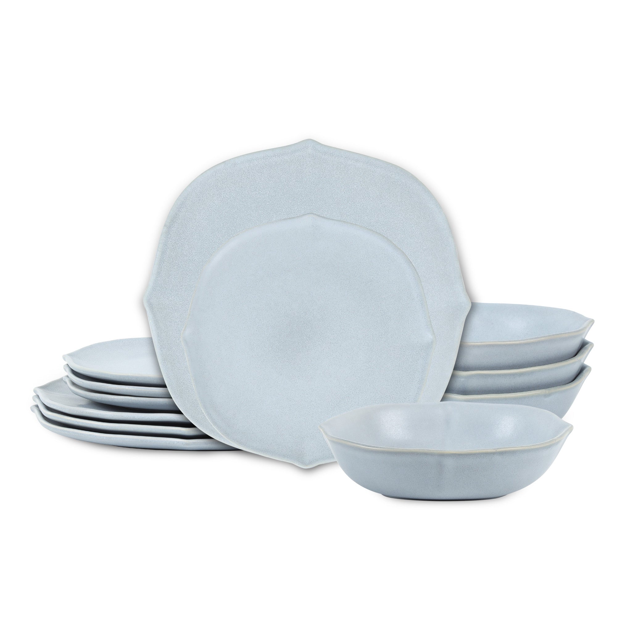 mercvo mercvoware Dinnerware mercvo in Light Blue - 4 or 8 Person Service, Scalloped Edges, Versatile for Any Dining Occasion