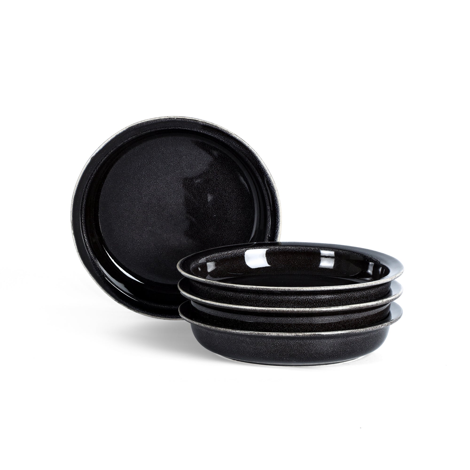 mercvo mercvoware Pasta Bowl mercvo in Black - 4 or 8 - Piece Service, Modern Design, Microwave & Dishwasher Safe
