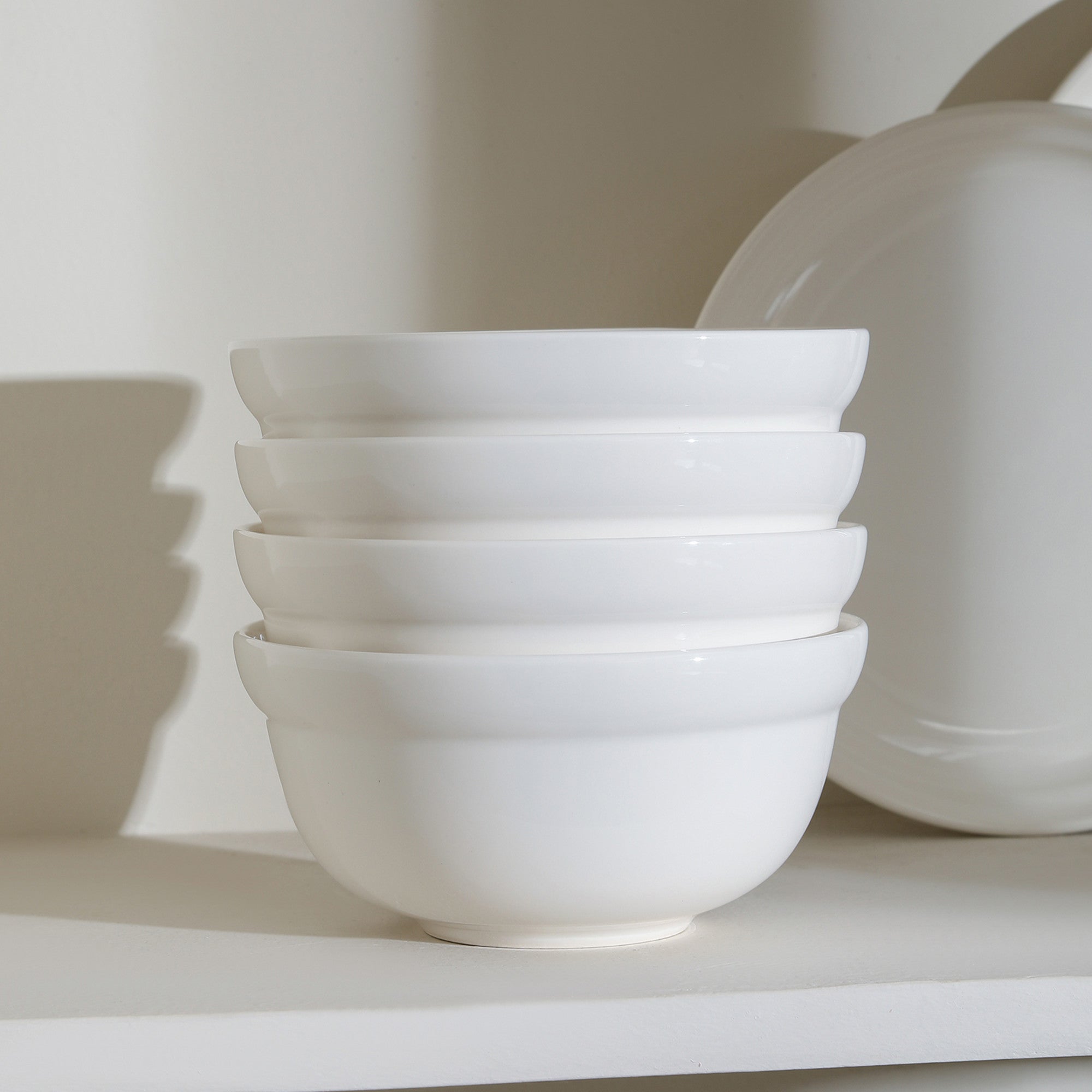 mercvo Porcelain Bowl - White: 4 - Piece mercvo of Small - to - Medium Nesting Bowls for Serving, Storage, and Food Prep