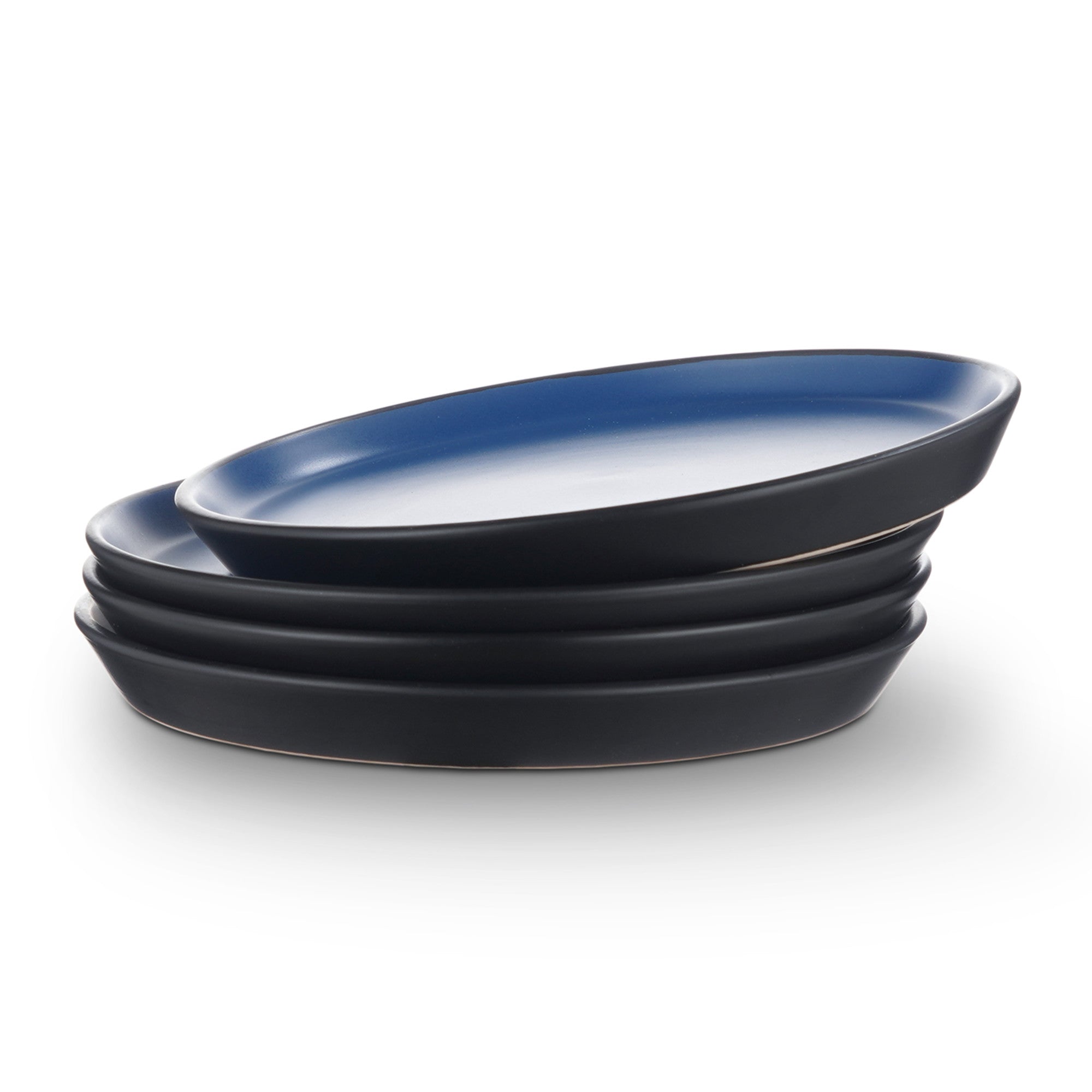 mercvo mercvoware Dinner Plate mercvo - 4 Piece Blue And Black Ceramic Plates for Stylish Dining
