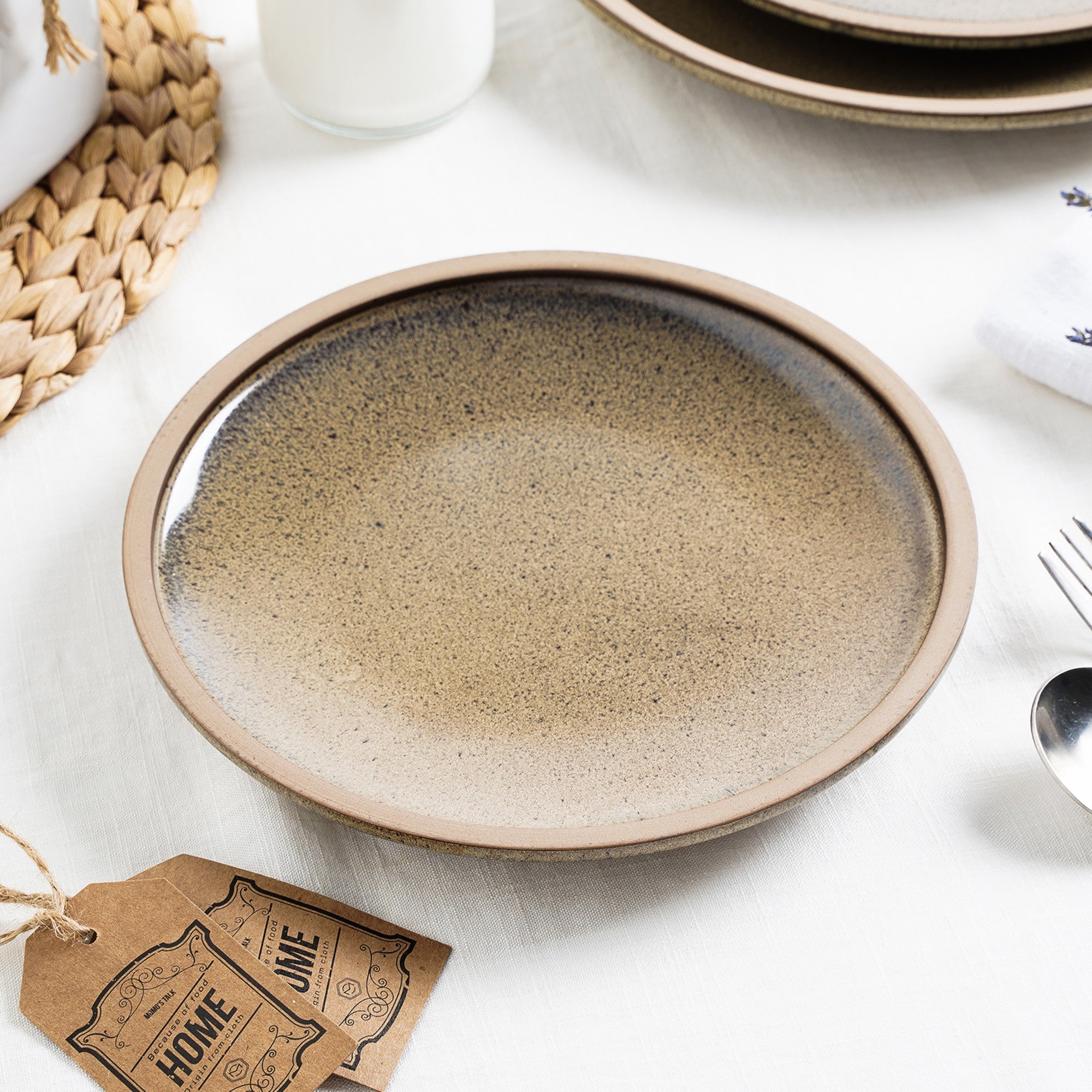 mercvo mercvoware Dinner Plate mercvo - Green And Beige | 4 Piece mercvo of 10 - 12 Inch Ceramic Plates for Versatile Dining